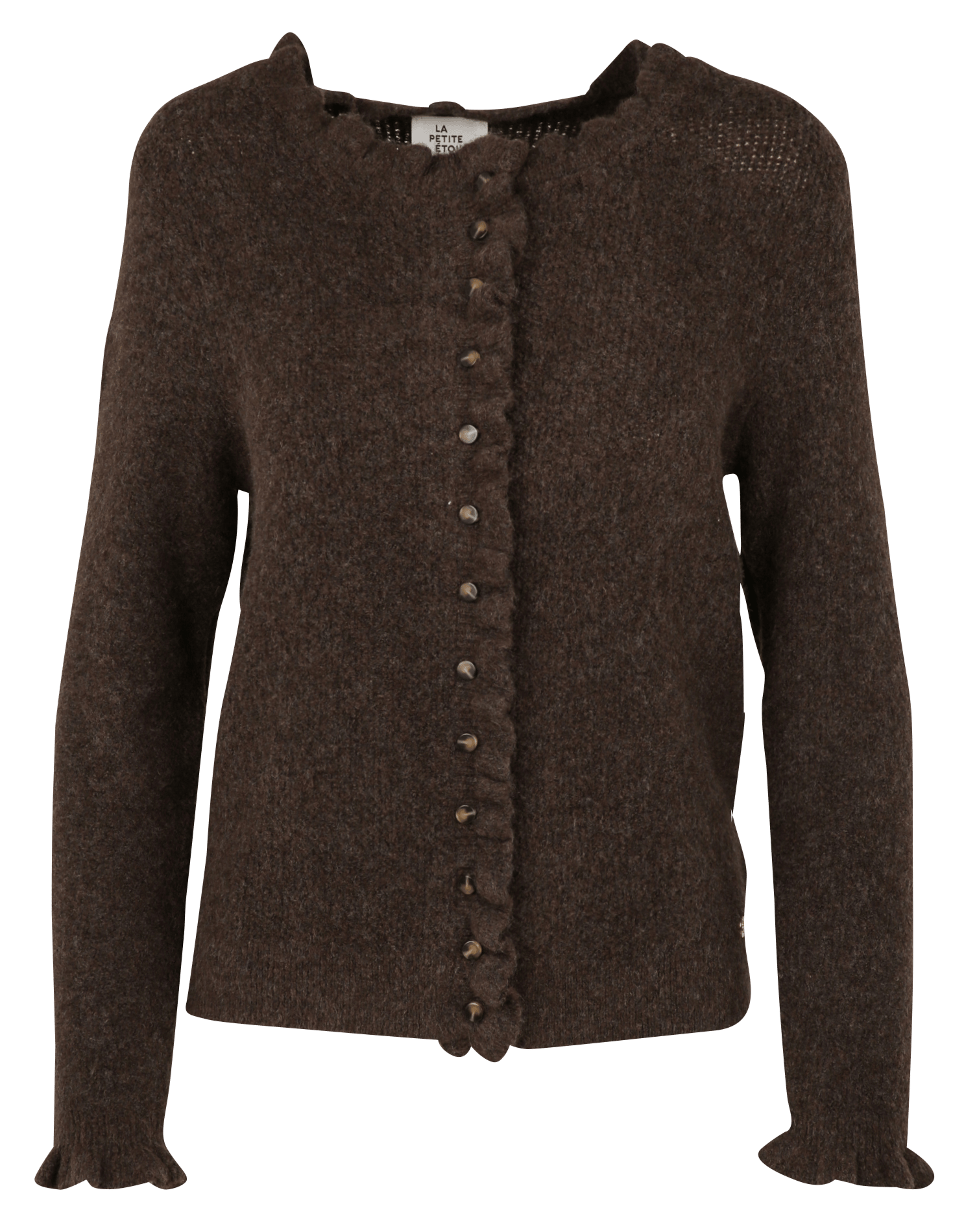 Gilet droit col rond volanté LA PETITE ETOILE Marron