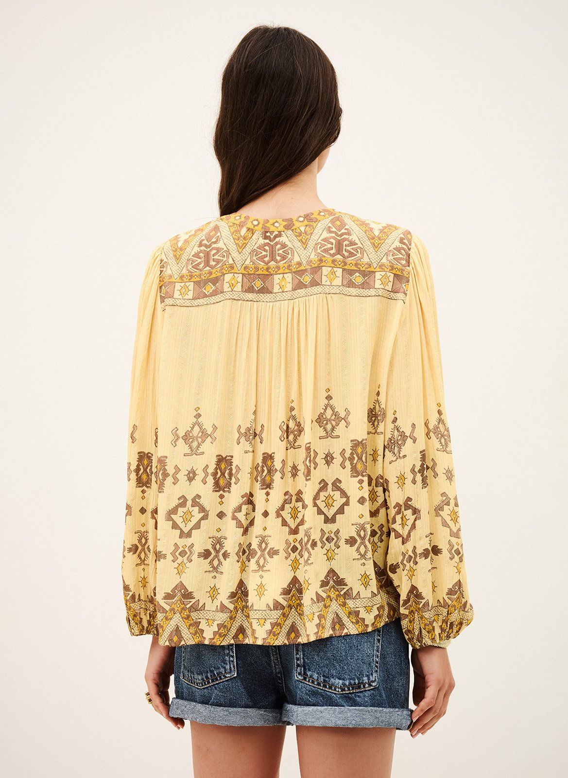 Blouse imprimée col tunisien BA&SH Jaune
