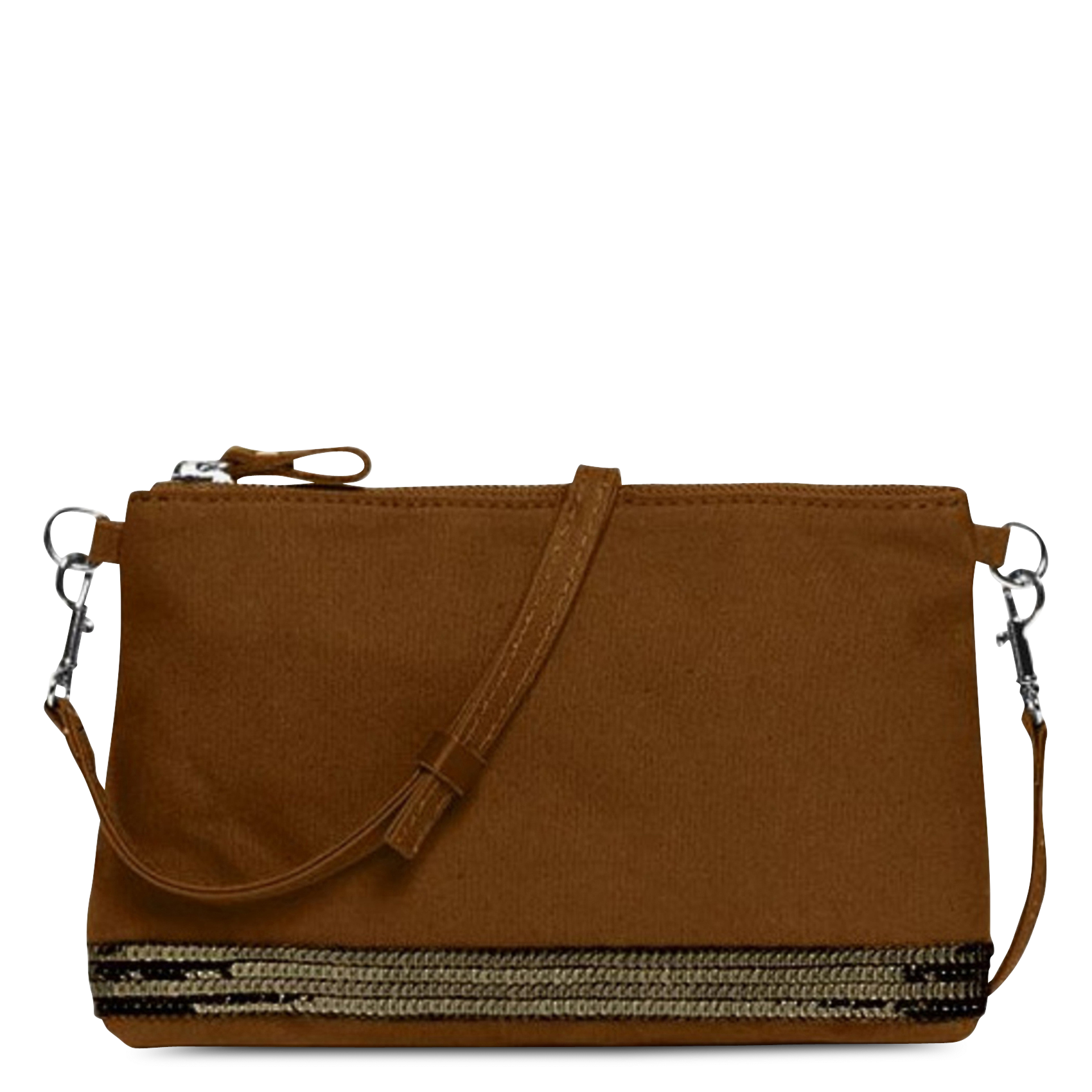 Sequined cotton clutch bag VANESSA BRUNO Brown