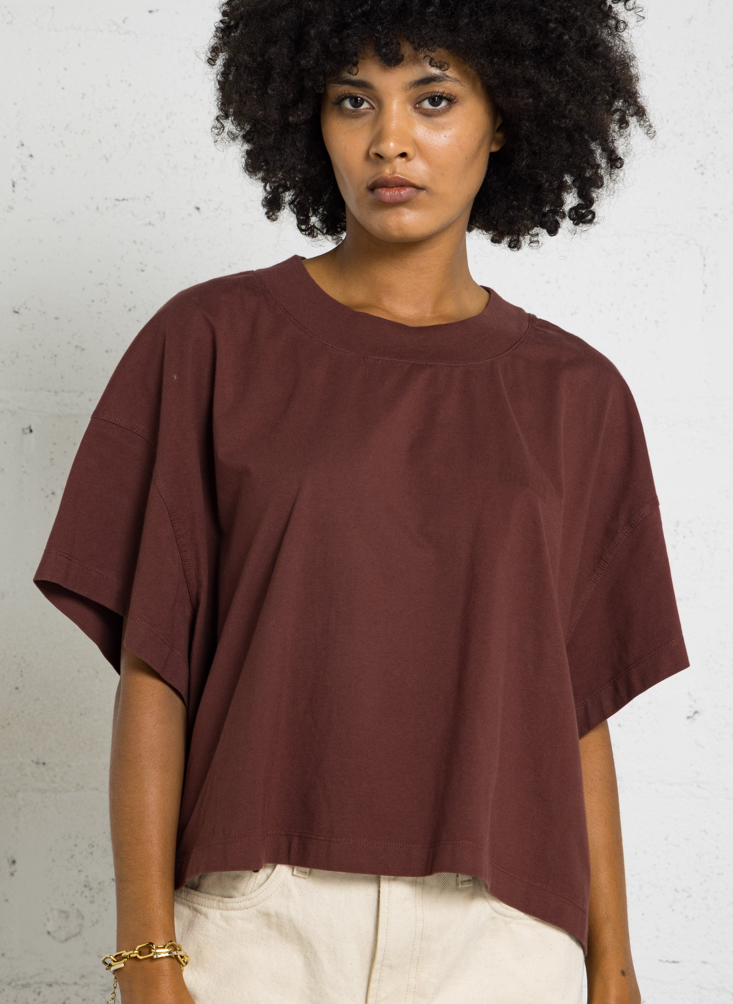 Oversized, katoenen T-shirt met ronde hals AMERICAN VINTAGE