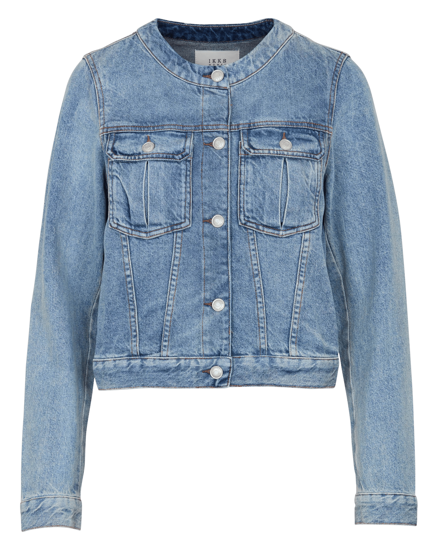 Veste denim à col rond en jean IKKS Bleu