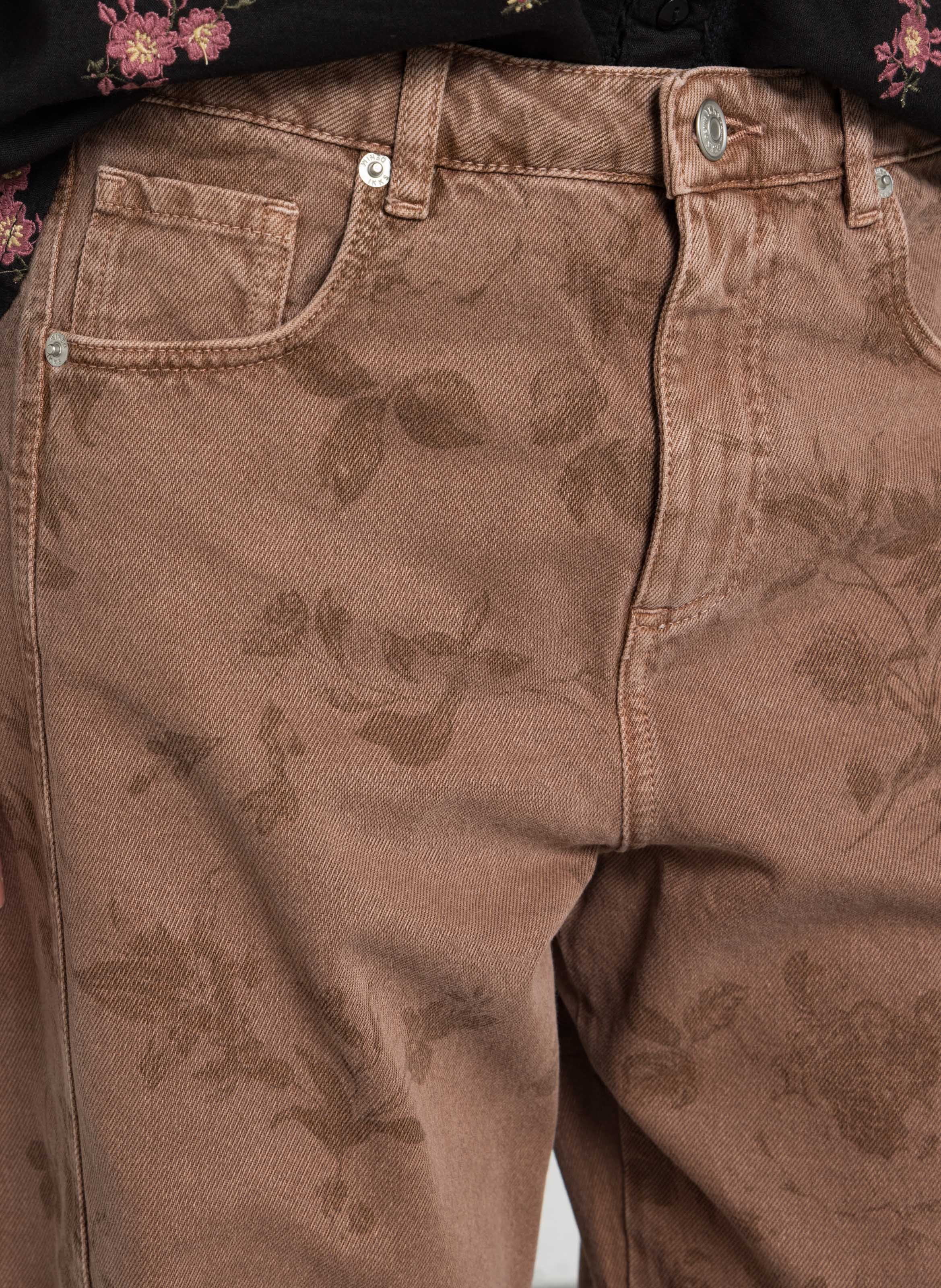 Straight barrel-fit patterned jeans IKKS Brown