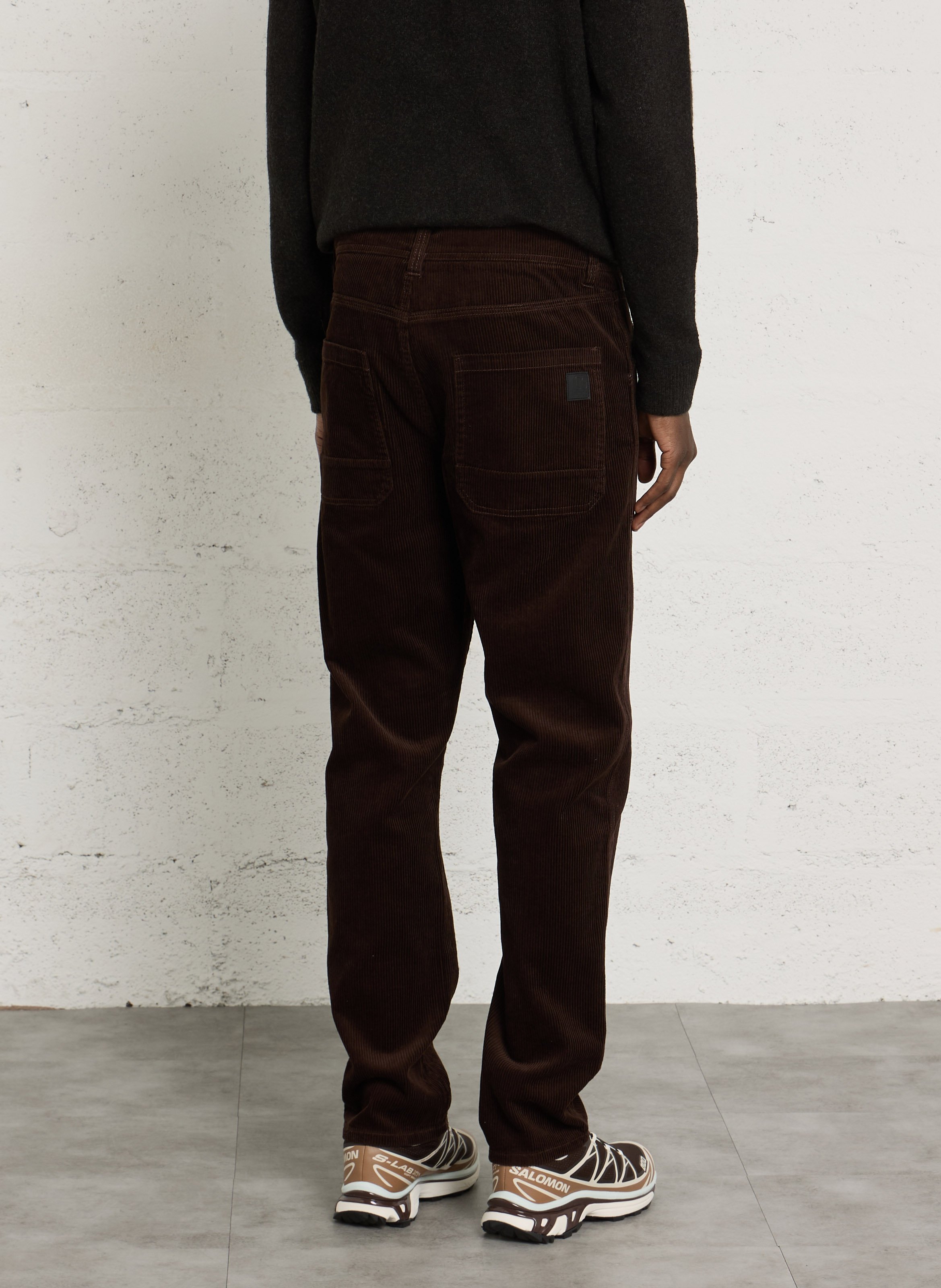 Straight-leg ribbed cotton pants LE TEMPS DES CERISES Brown