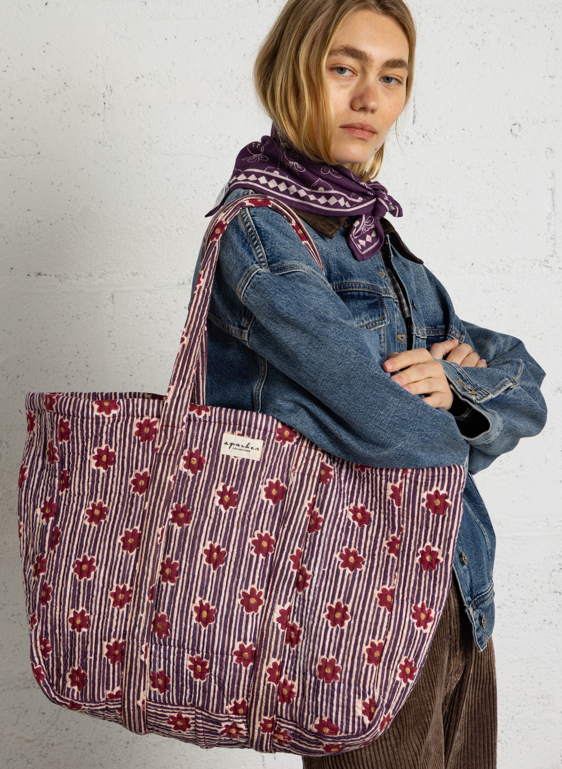 Gewatteerde, katoenen shopper APACHES COLLECTIONS Veelkleurig
