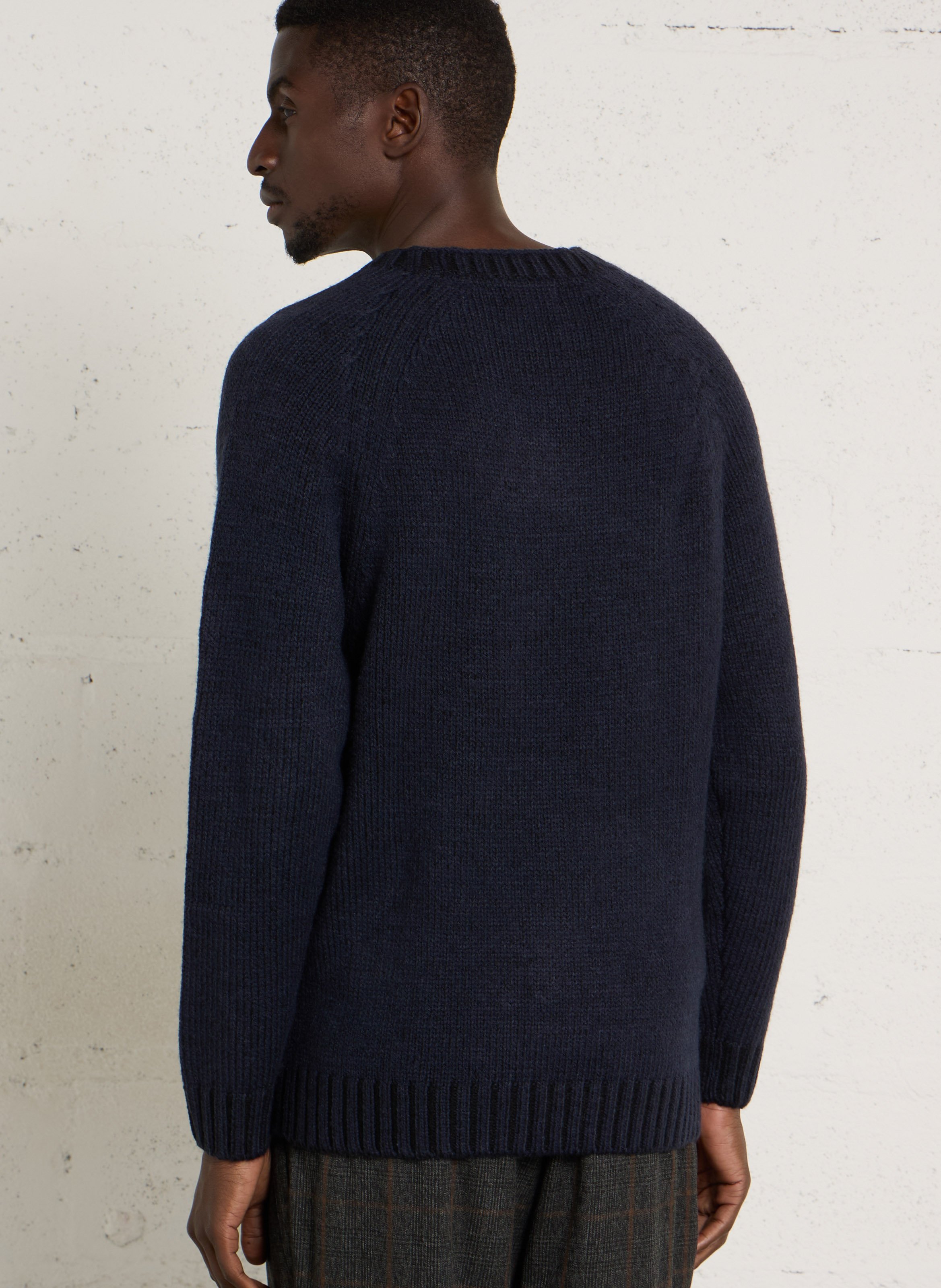 Straight round-neck knit sweater | Blue IMPERIAL Men