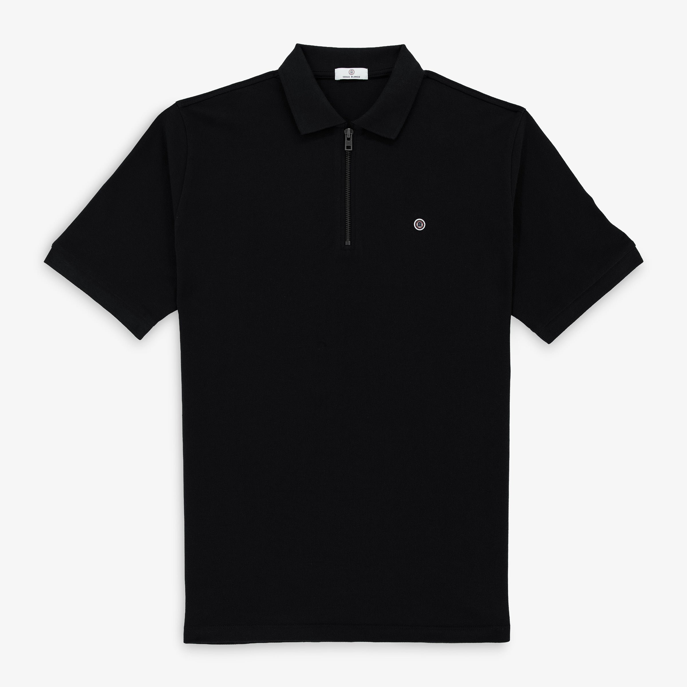 Lino short-sleeved piqué cotton polo shirt SERGE BLANCO Black