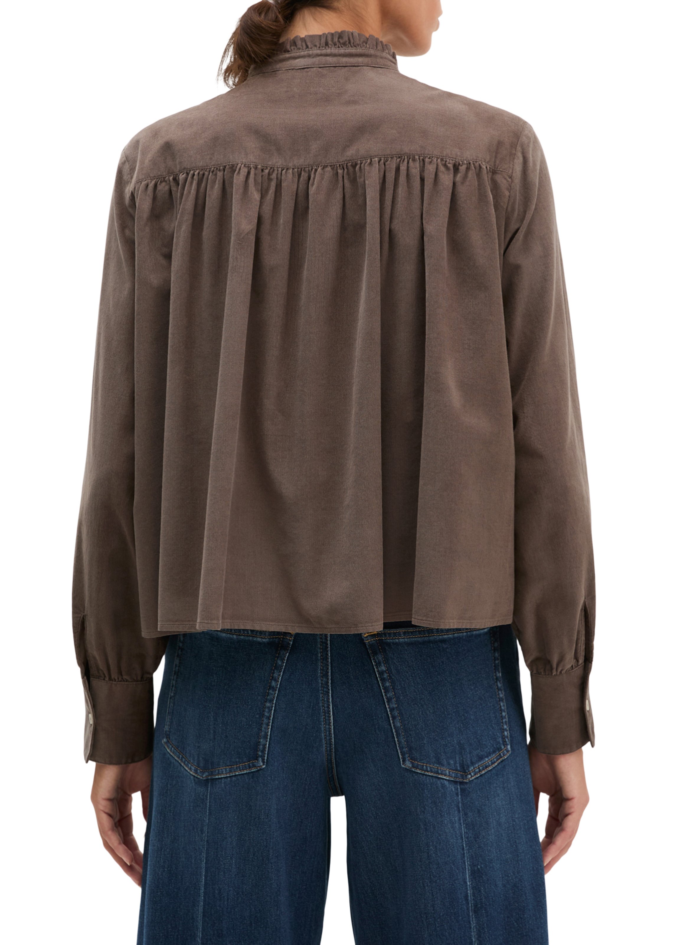 Straight-cut cotton-blend blouse MARC O'POLO Beige