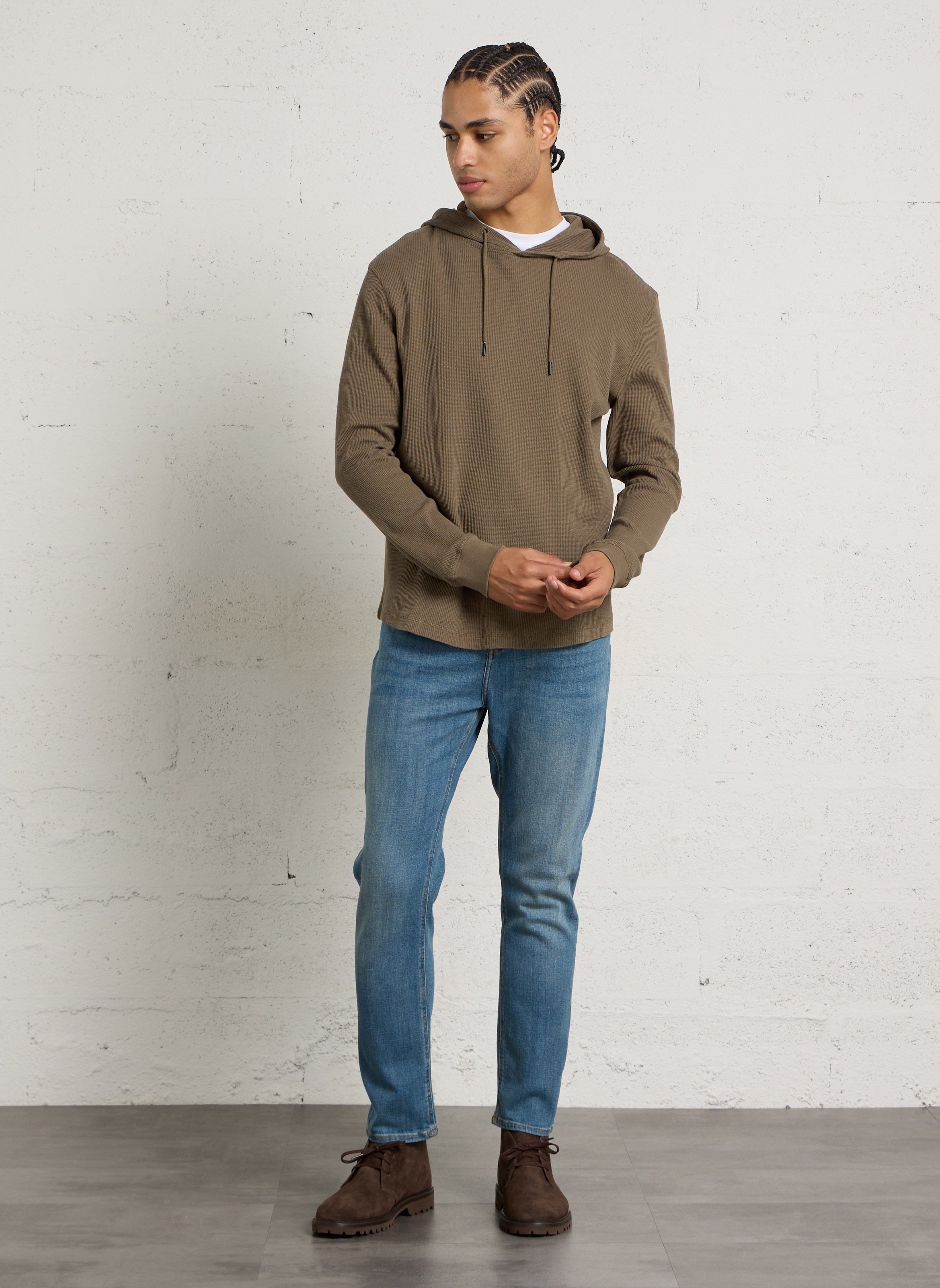 Sweat droit à capuche IKKS Kaki