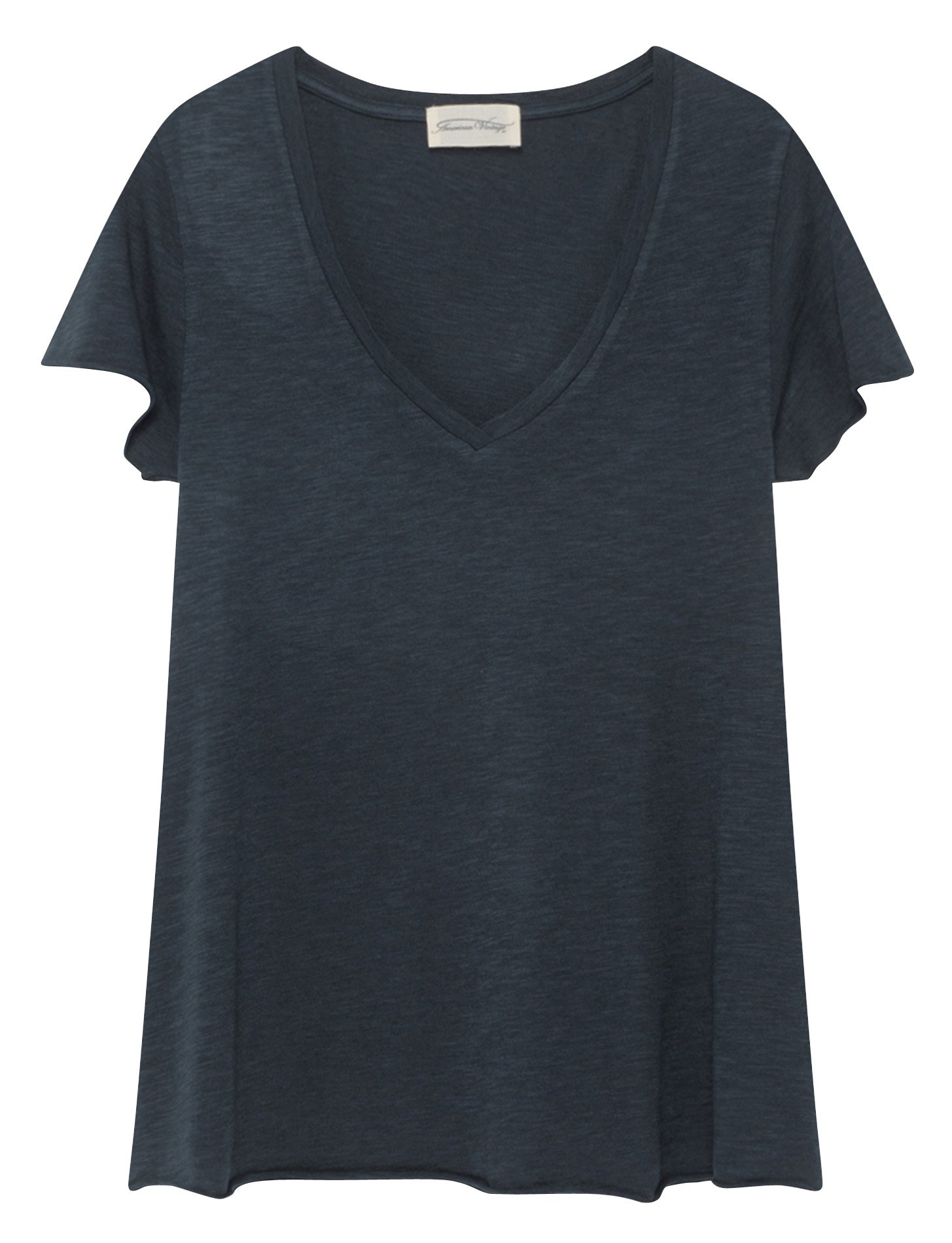 Tee-shirt col V en coton mélangé AMERICAN VINTAGE Bleu