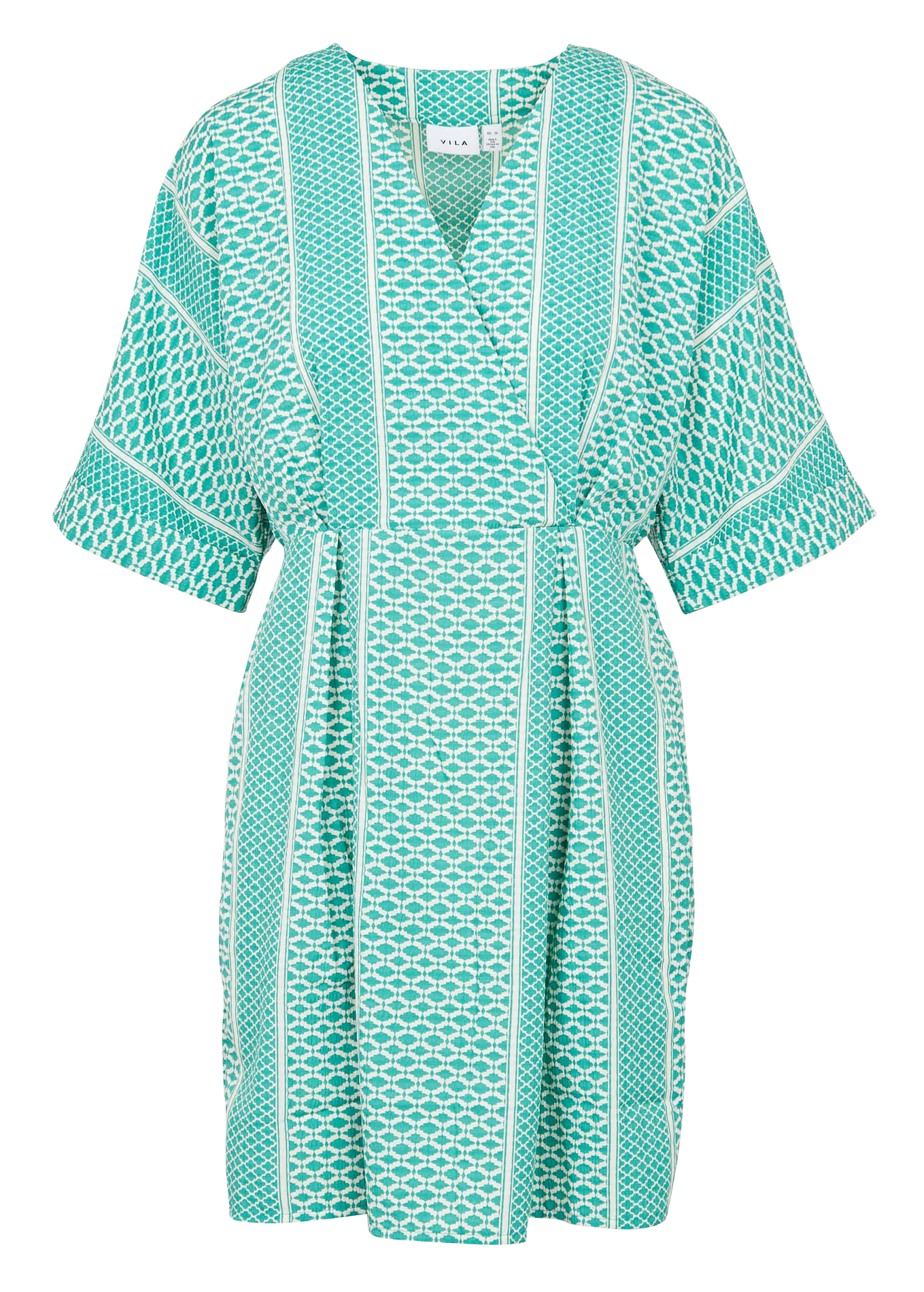 Short printed V-neck dress VILA Green