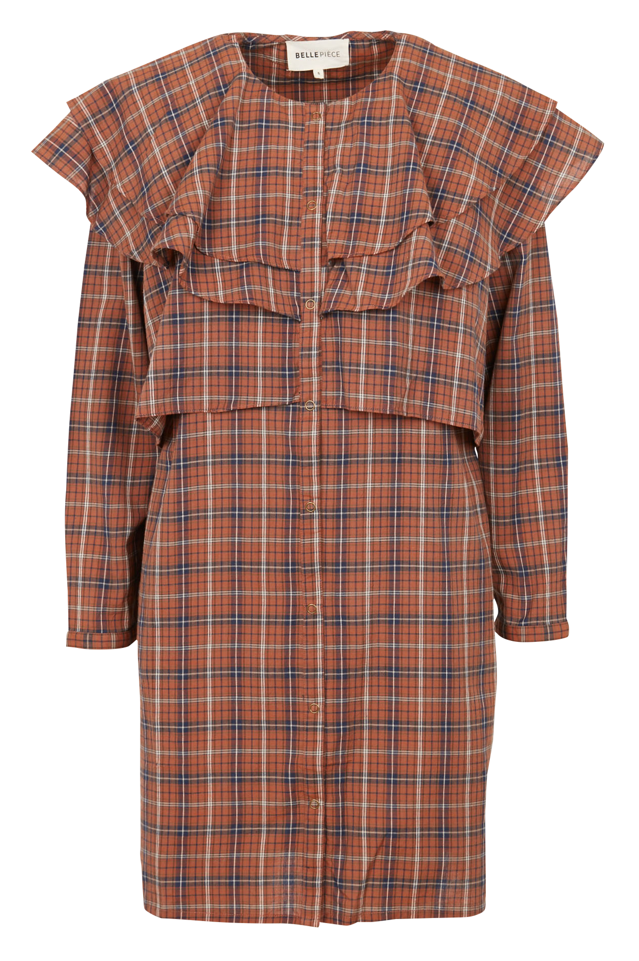 Straight cotton dress with round neck BELLEPIECE Brown