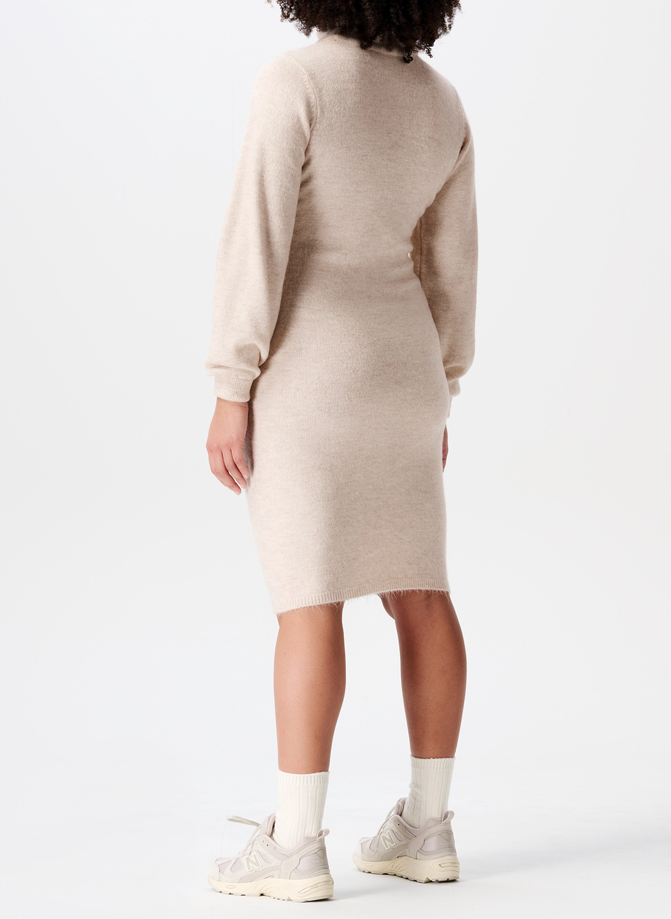 Polo neck midi maternity dress NOPPIES Beige