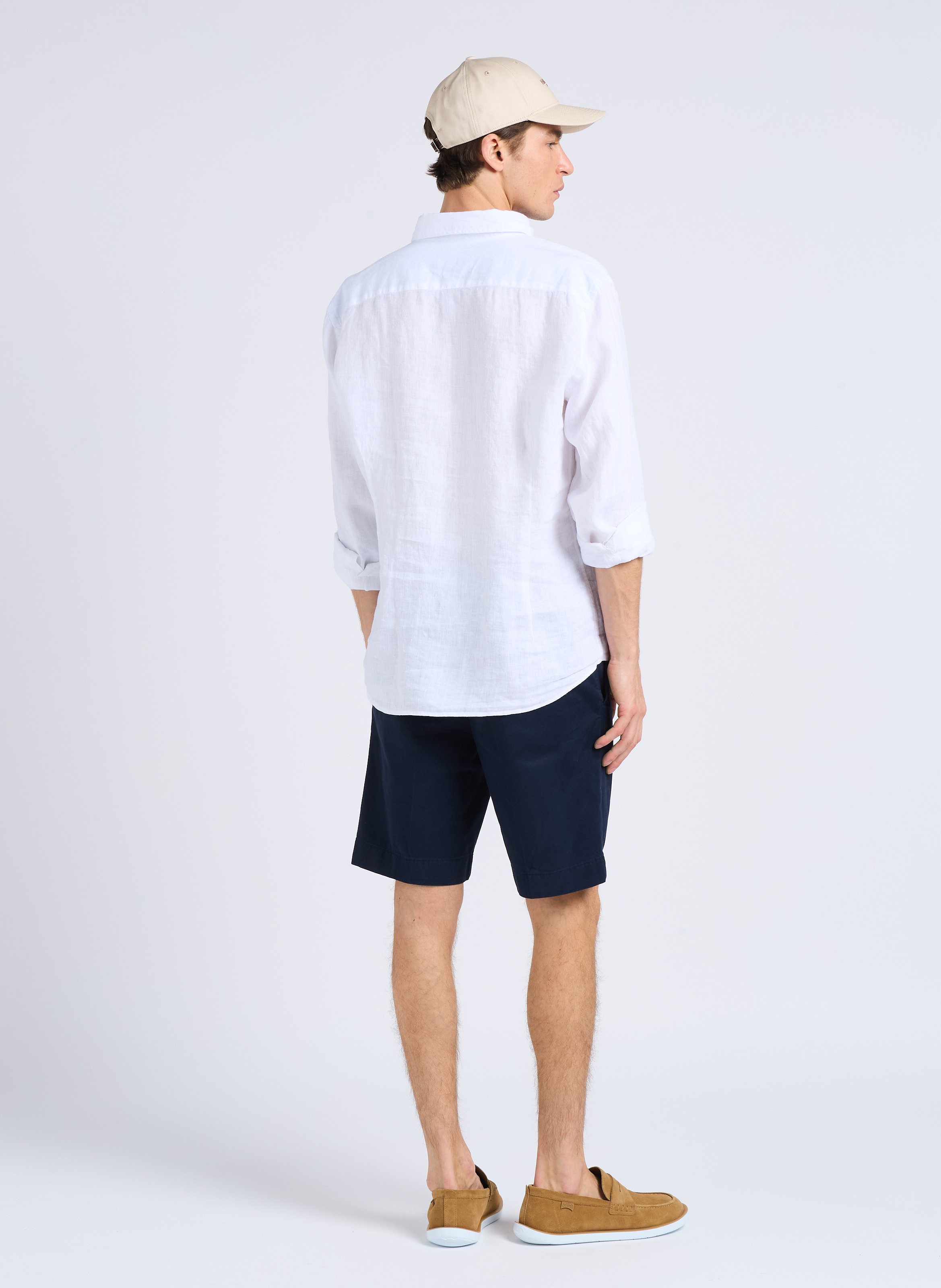 Straight-leg hem-effect cotton shorts HACKETT Blue