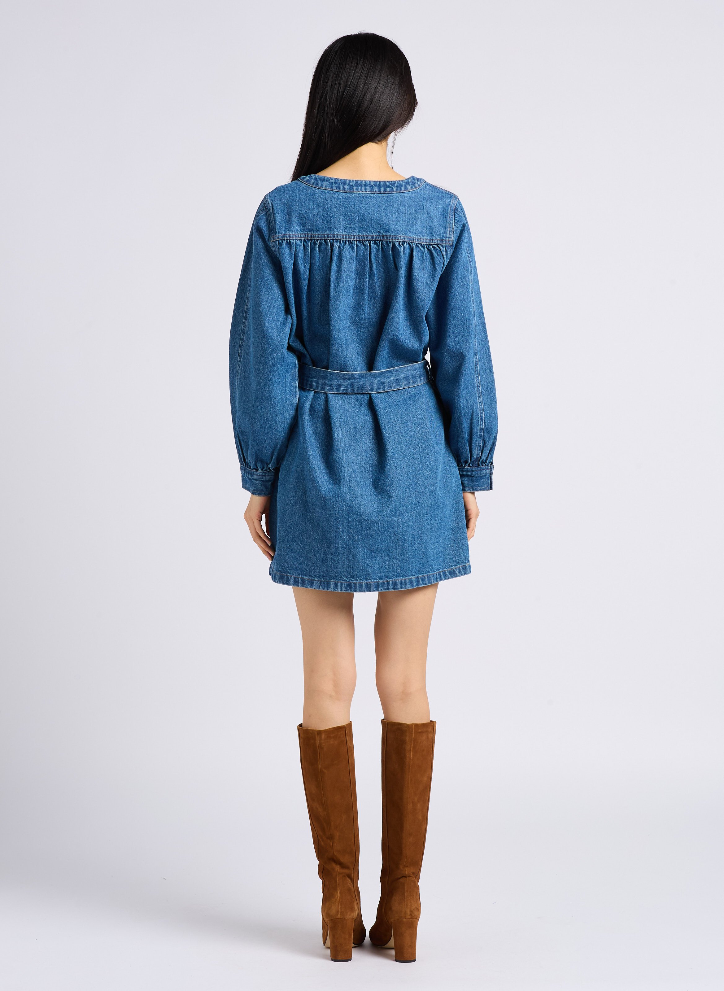 Robe chemise courte en denim  EMILE ET IDA Bleu