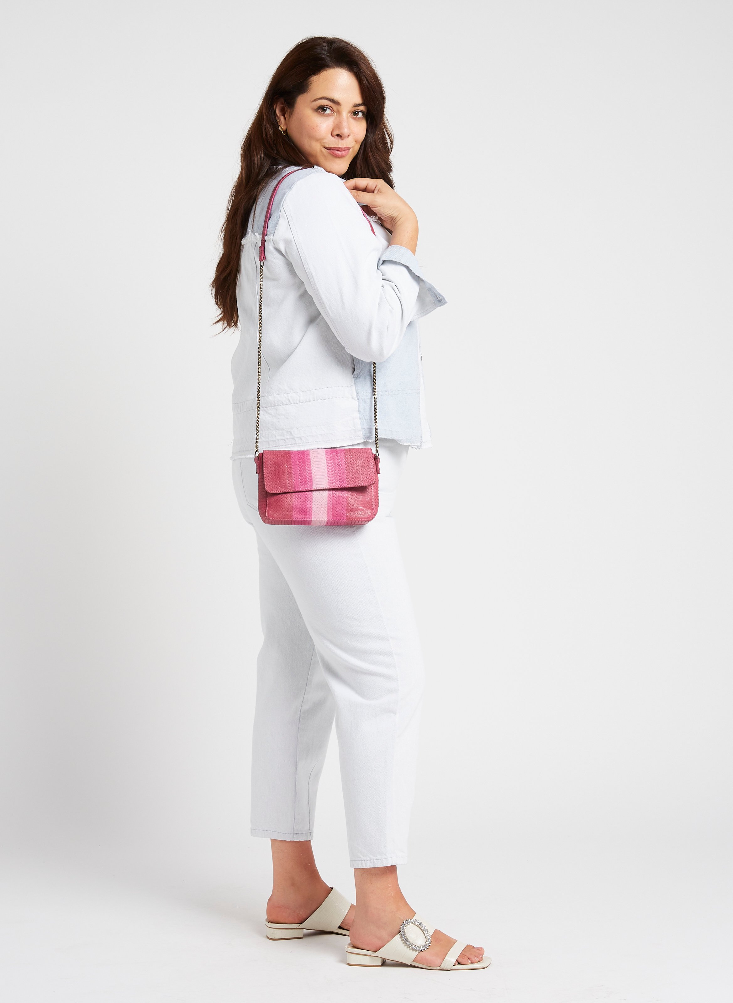 Sac bandoulière en cuir  PIECES Violet