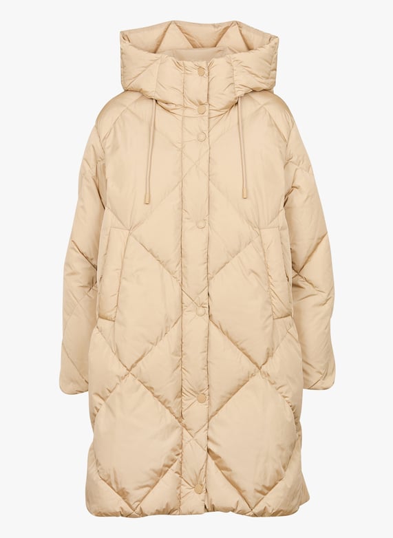 Beige Matt padded jacket with hood