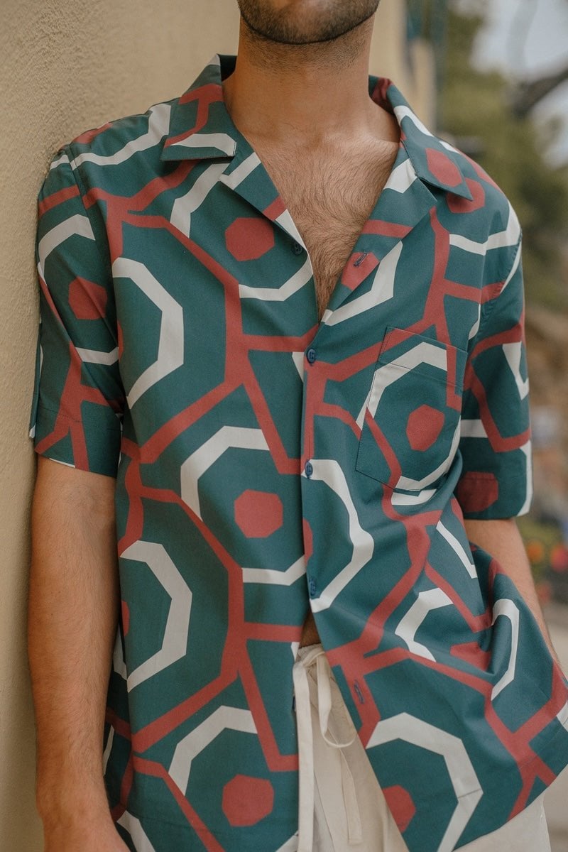 Printed short-sleeve bowling collar shirt APNEE Multicolored