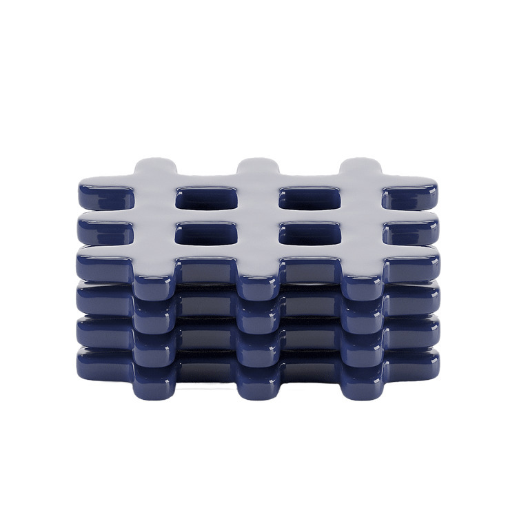 Set of 4 coasters, square woven ceramic POTIRON PARIS Blue