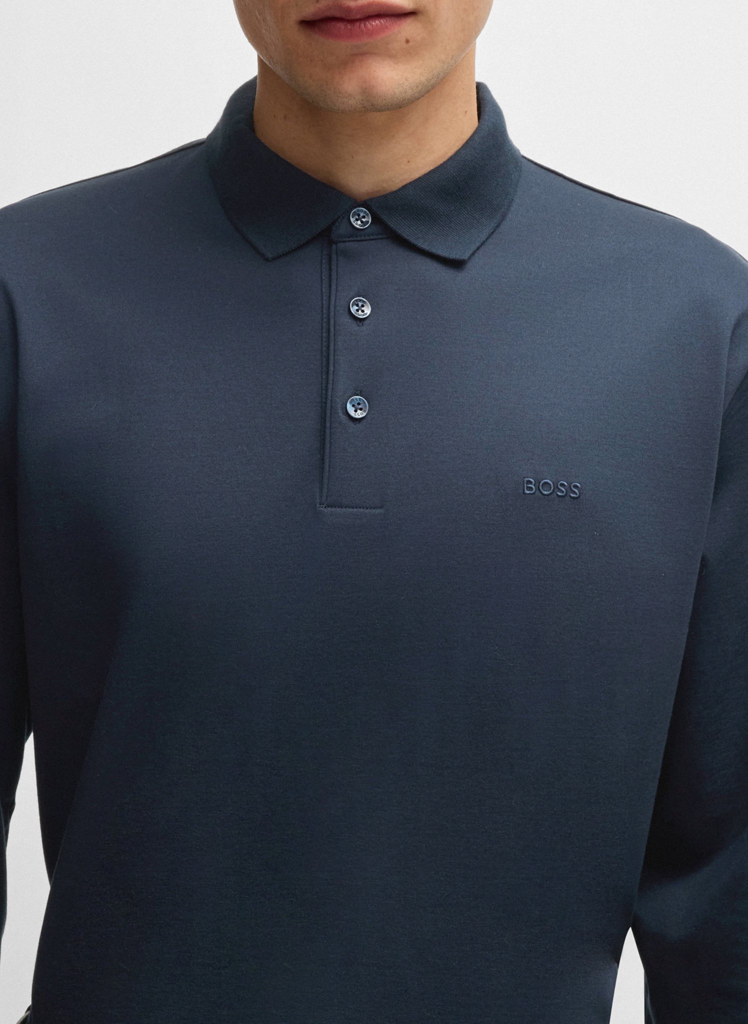 Cotton polo shirt with classic collar BOSS Blue