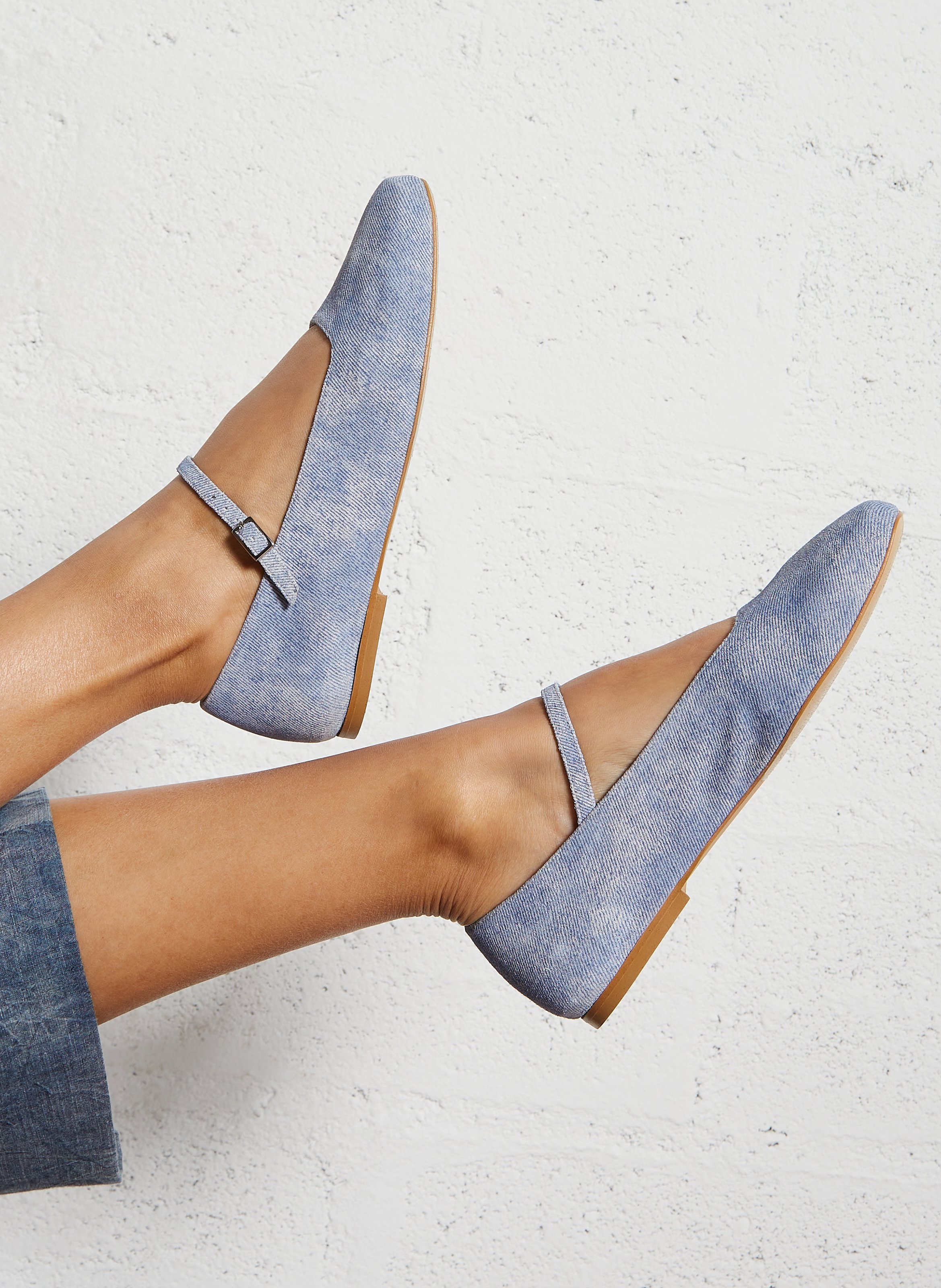 Ballerines en denim AUGUSTA Bleu