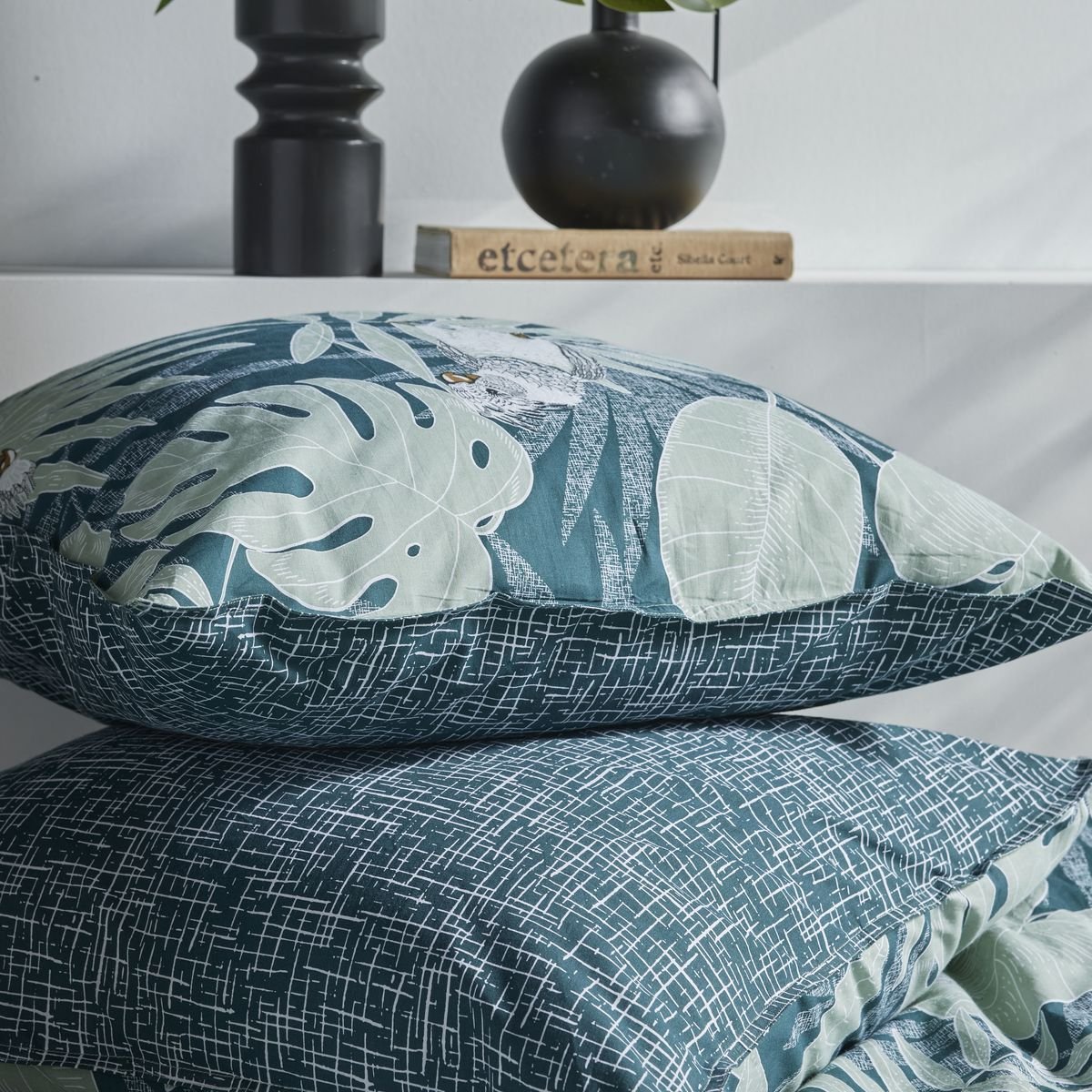 Zippered cotton printed bedding set TODAY LINGE DE MAISON Blue