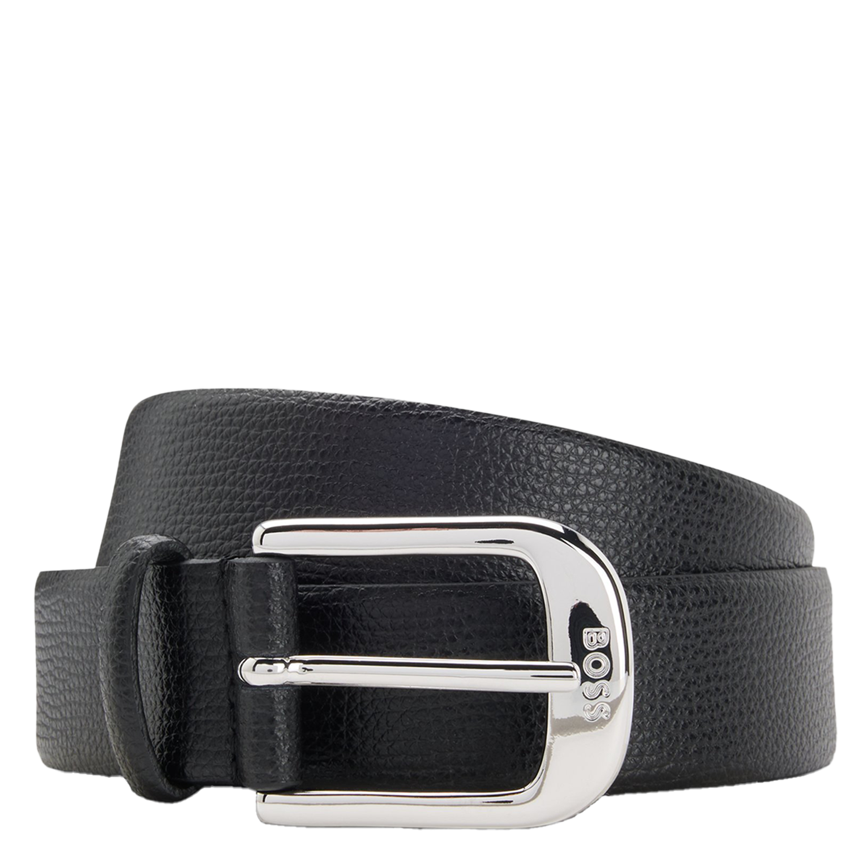 Grained leather belt with buckle BOSS Black