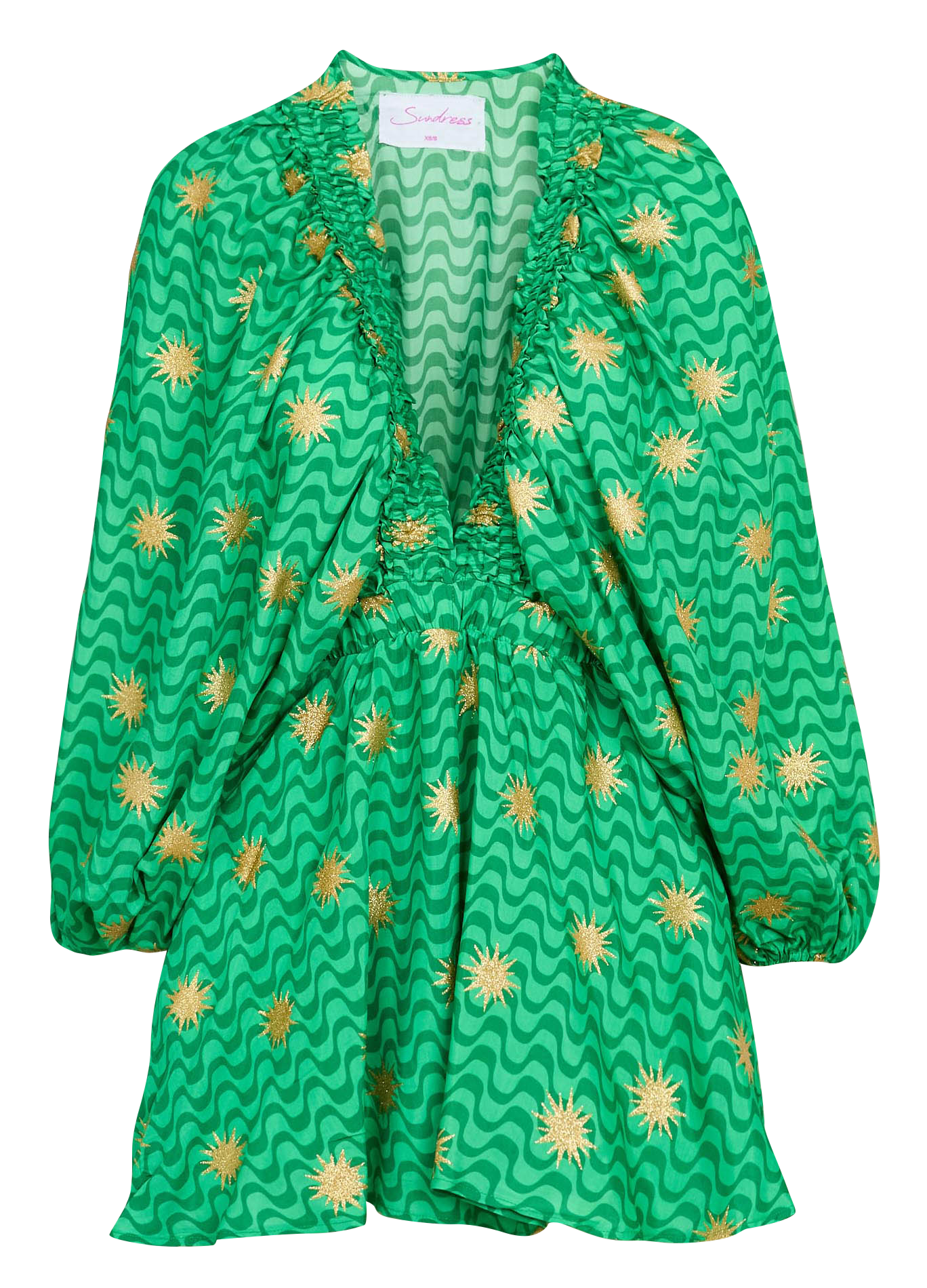 Wide V-neck playsuit SUNDRESS Green