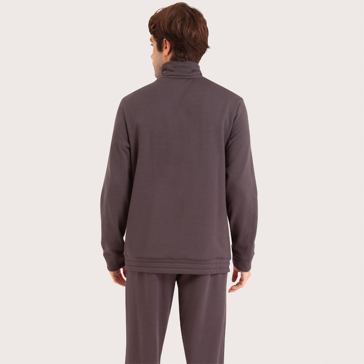 Men's long open-collar interlock pajamas by Eminence EMINENCE Grey
