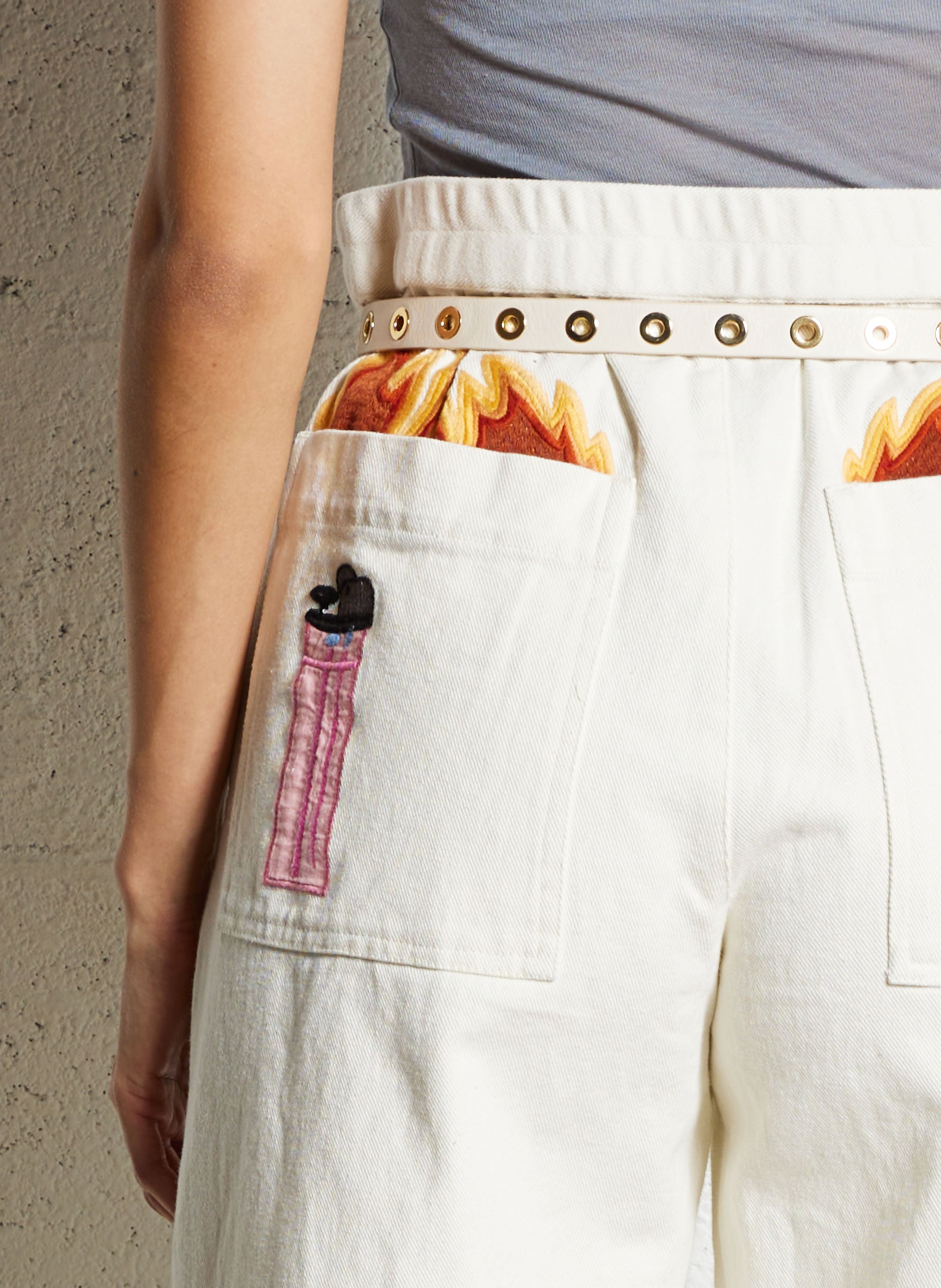 Pantalon large en coton STELLA NOVA Beige