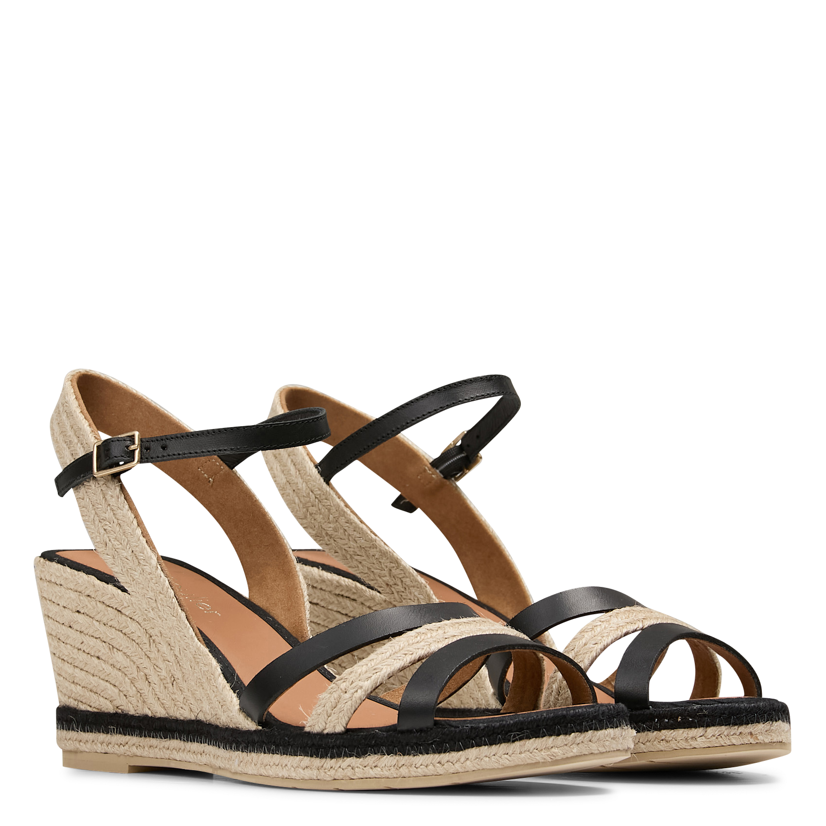 Heeled leather sandals Black