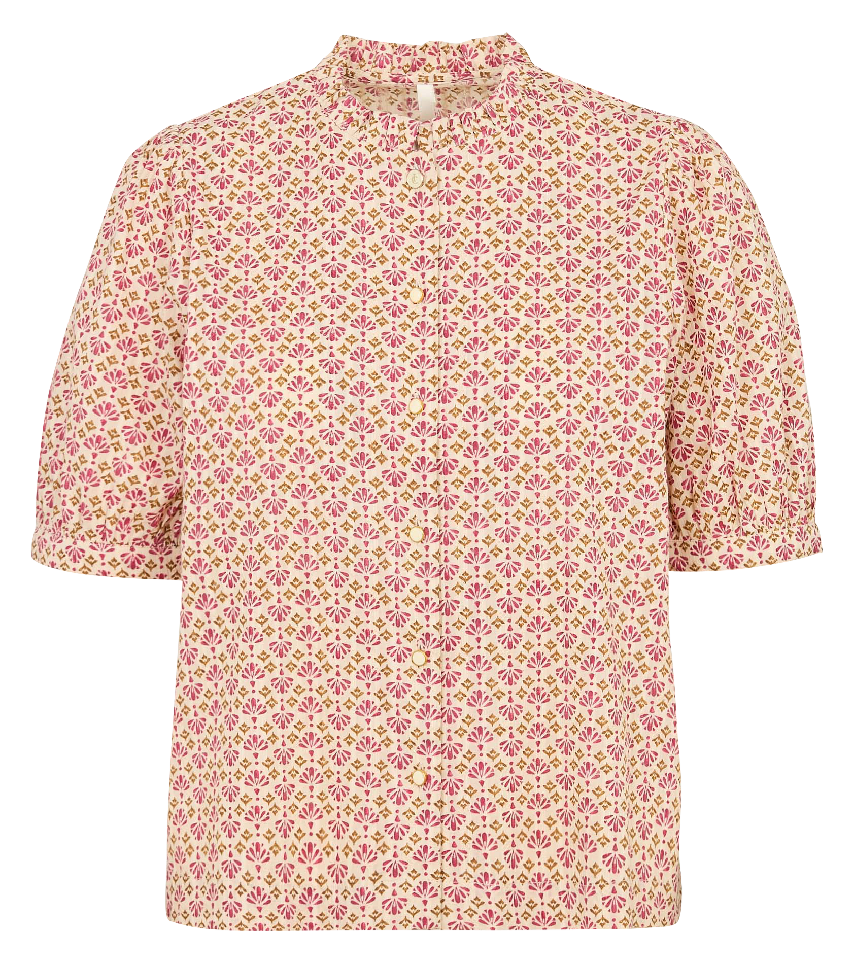 Straight printed cotton shirt I CODE Pink