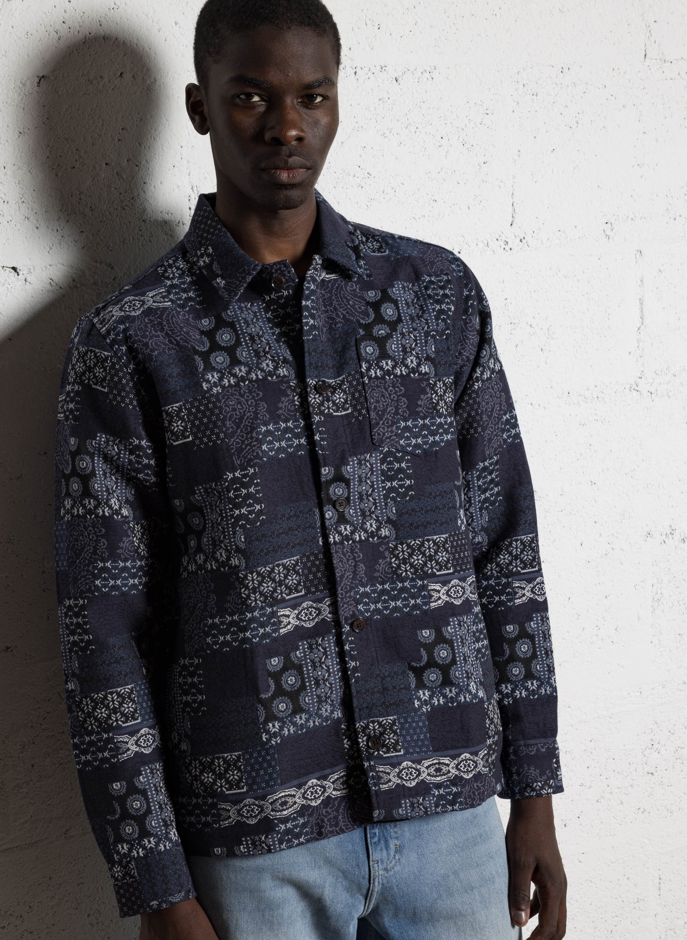 Surechemise col classique en jacquard de denim LES DEUX Bleu