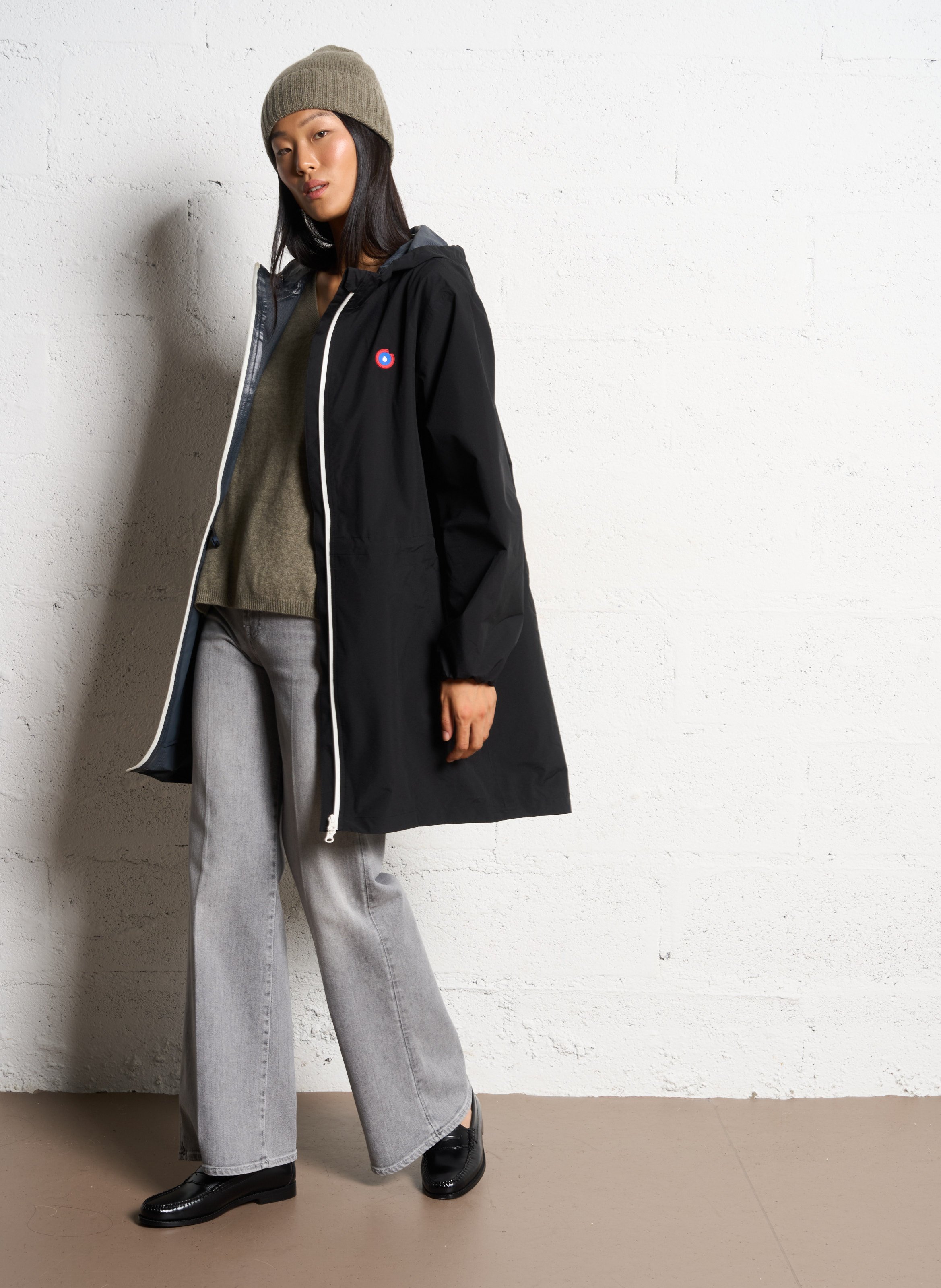 Long convertible hooded raincoat FLOTTE Black