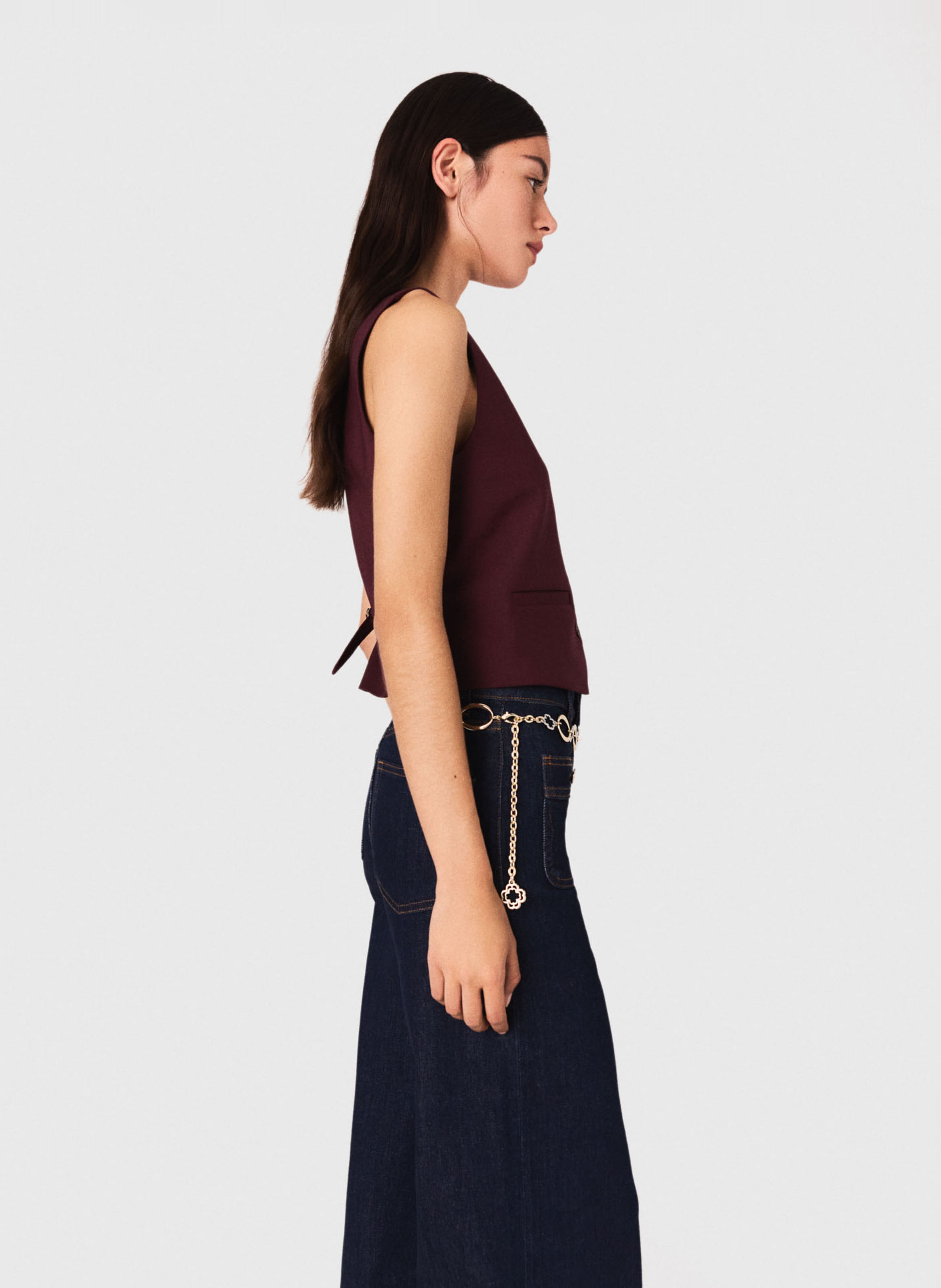 Gilet de tailleur col V MAJE Rouge