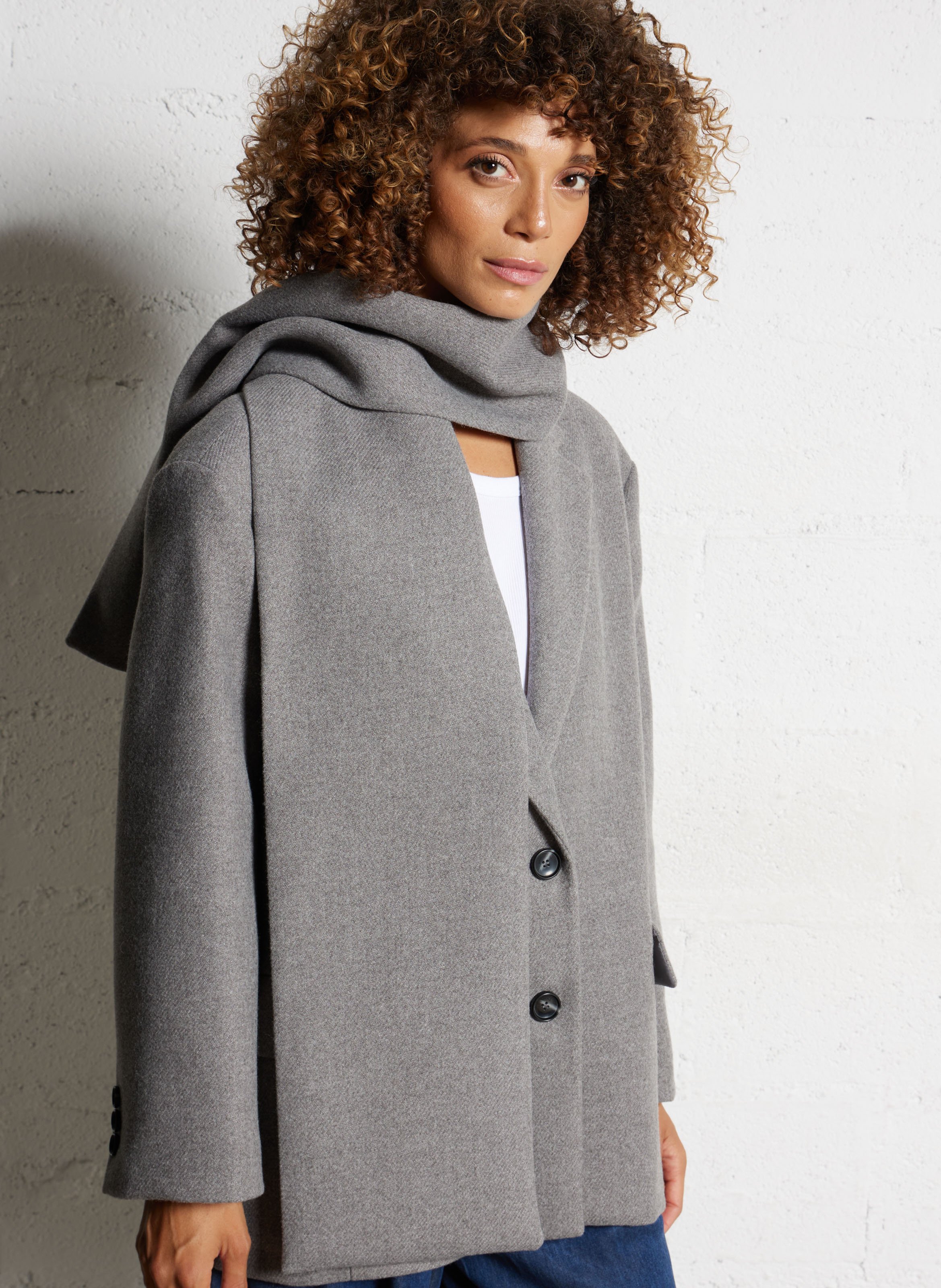 Manteau col tailleur  IMPERIAL Gris