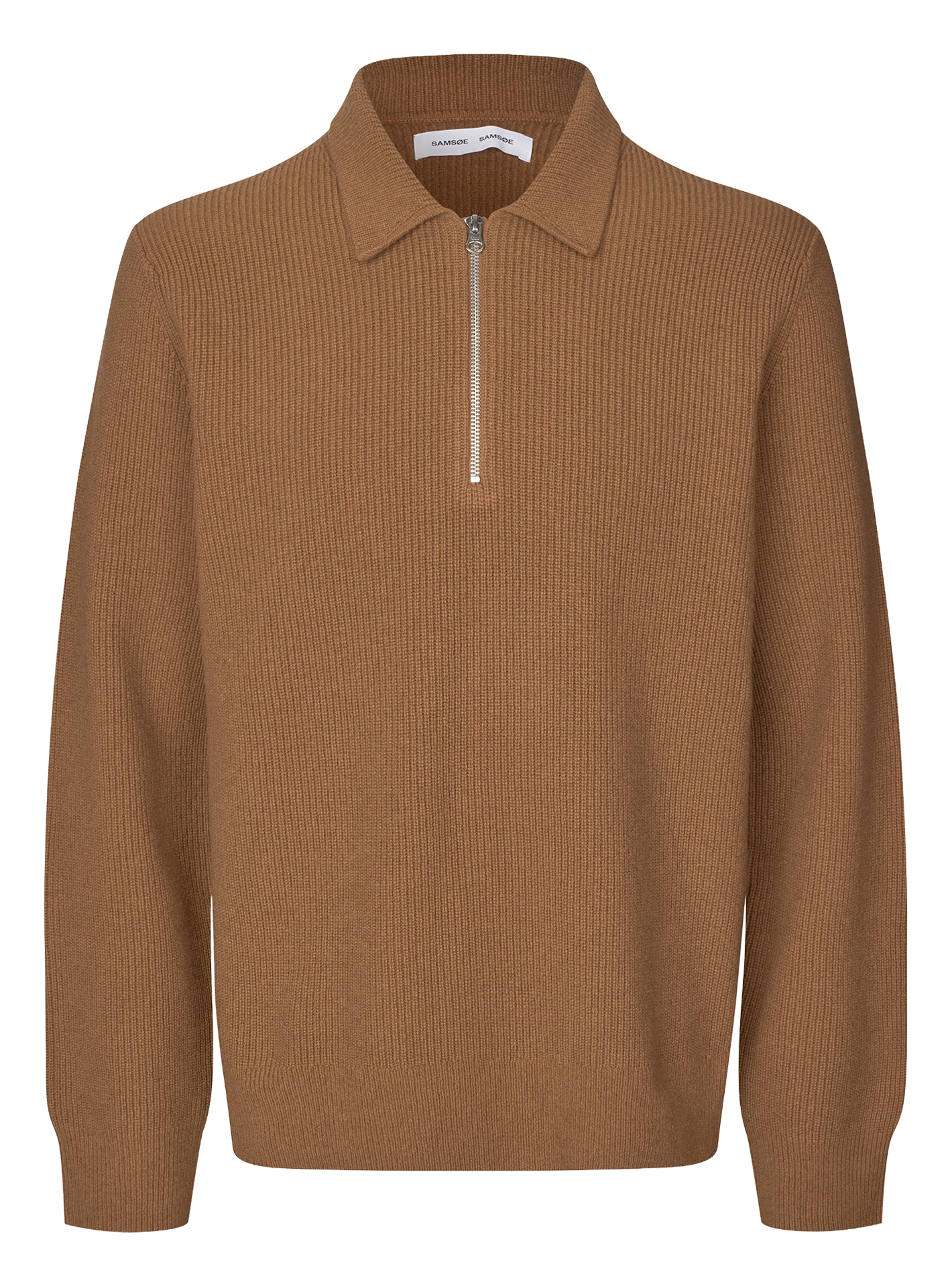 Pull polo en laine mérinos  SAMSOE SAMSOE Marron
