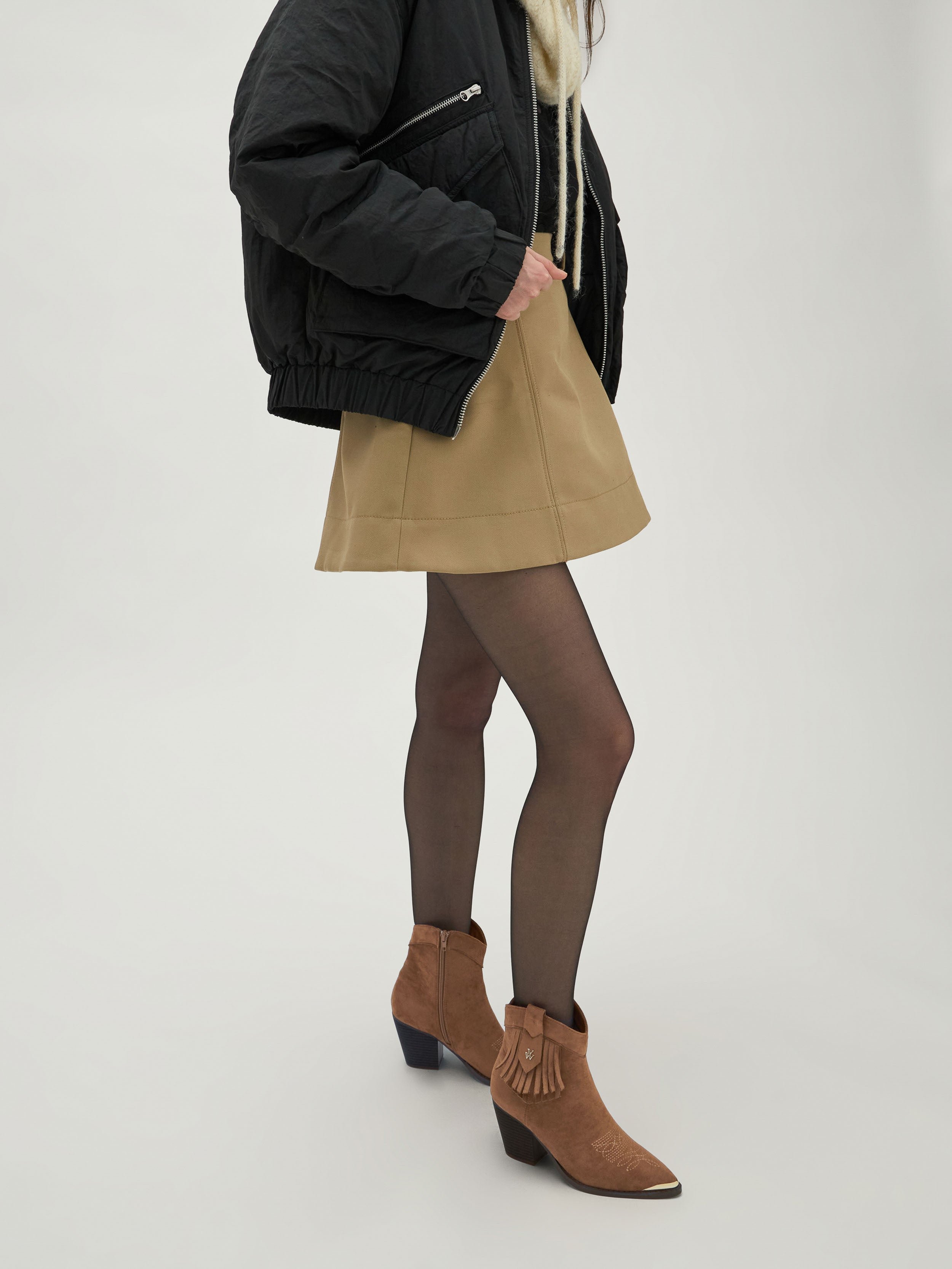 Fringed cowboy ankle boots VANESSA WU Beige