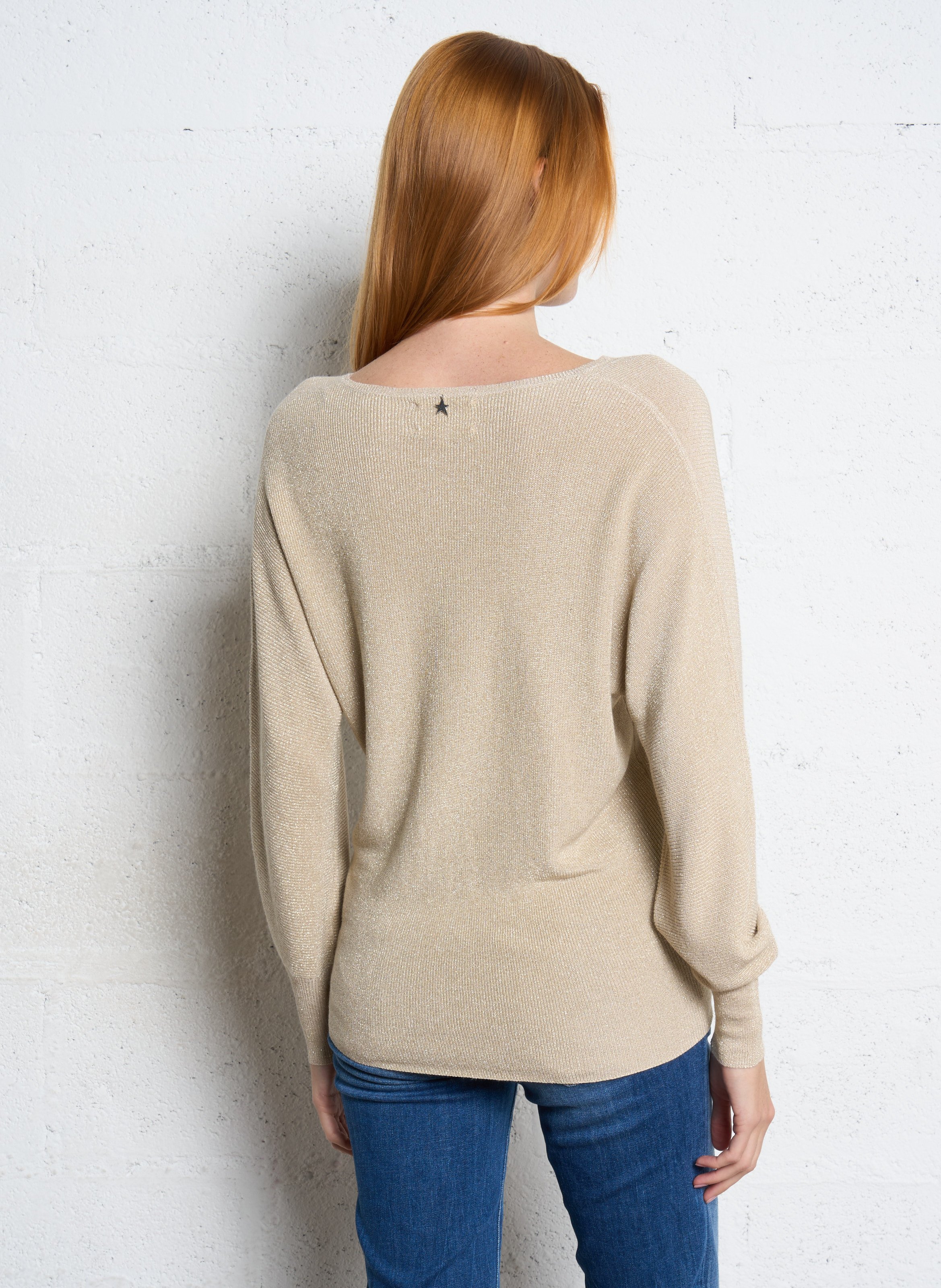 Pull ample pailleté manches chauve-souris  SUD EXPRESS Doré