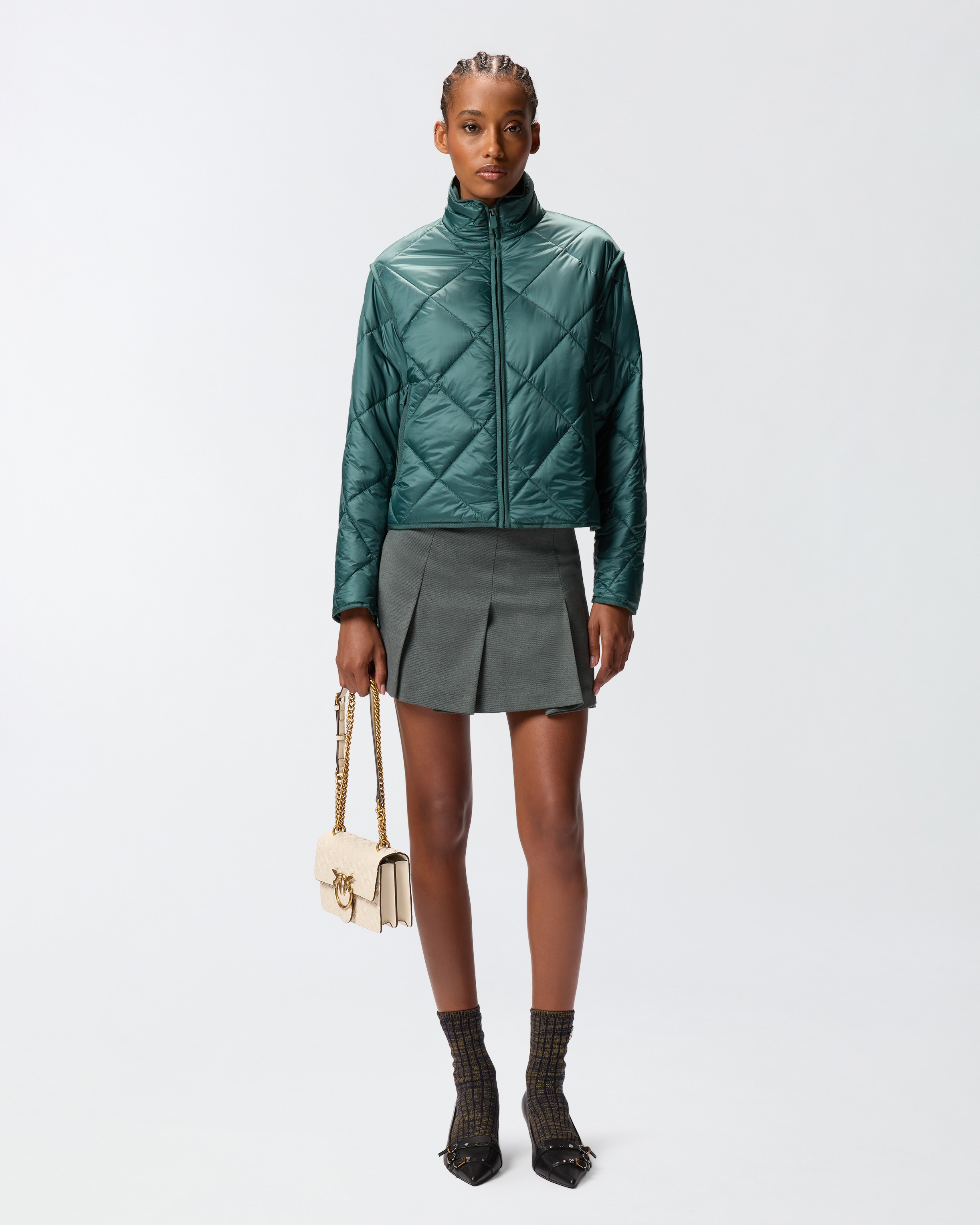 Quilted technical fabric jacket PINKO Green
