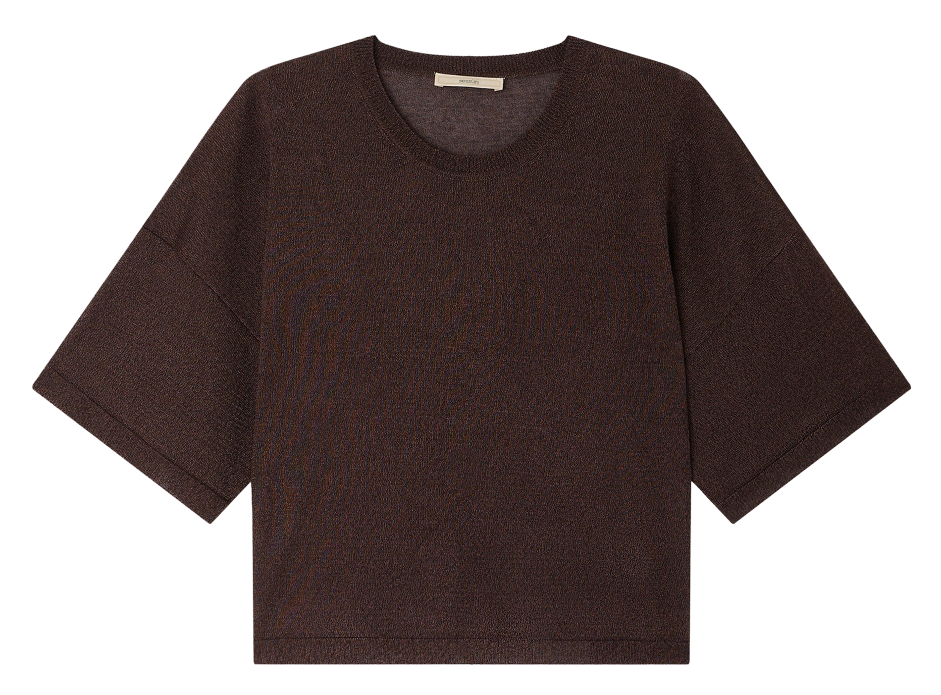 Pull court manches courtes uni SESSUN Marron