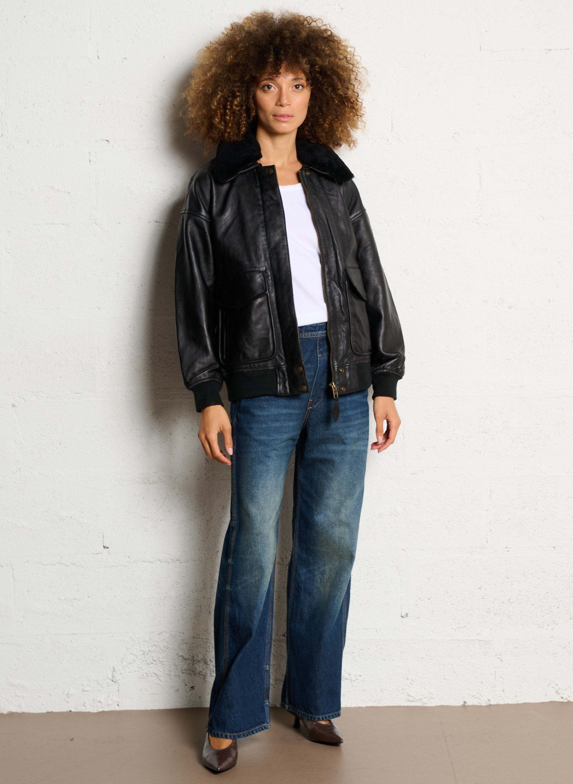 Blouson en cuir  SCHOTT Noir