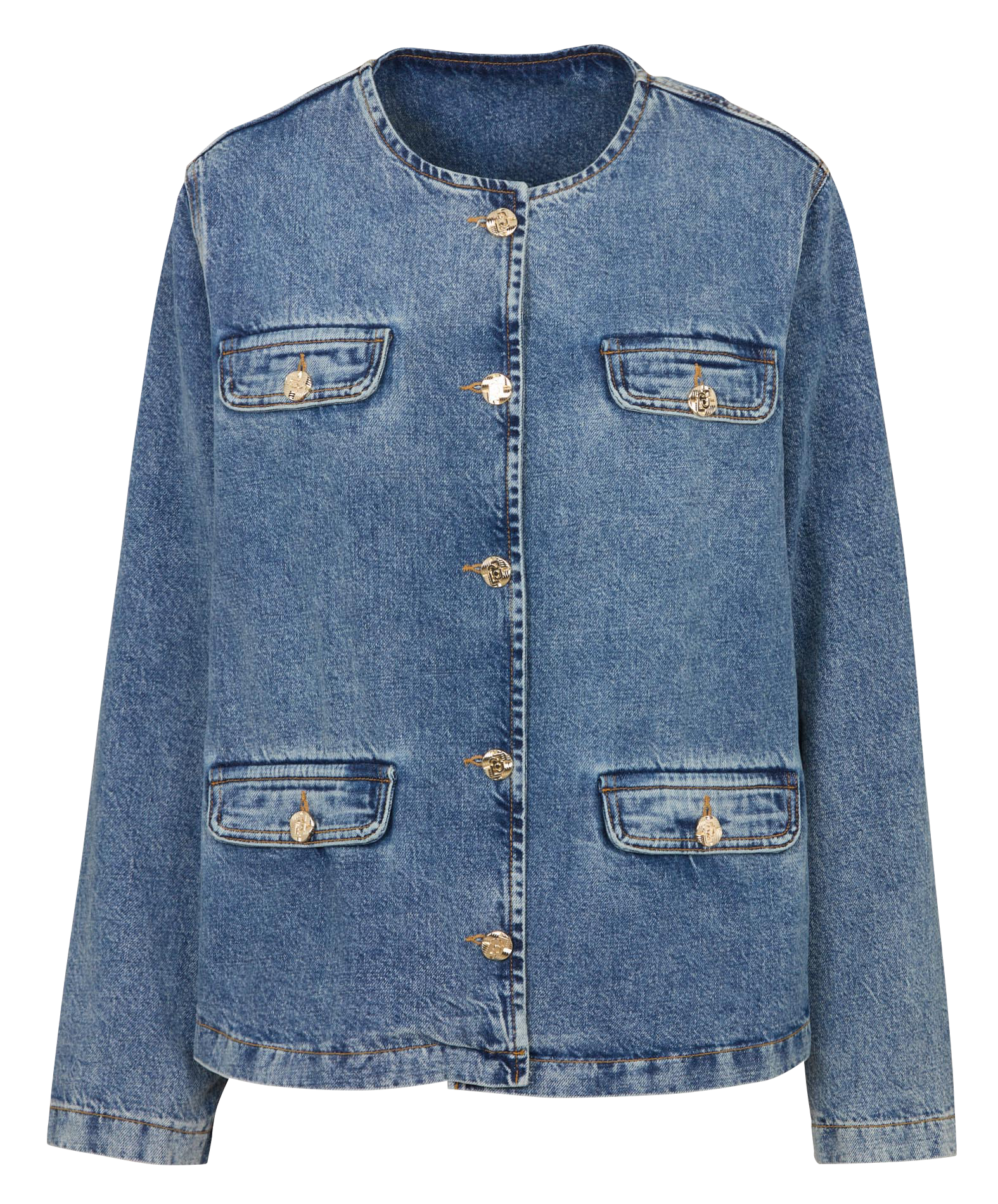 Veste droite boutonnée en denim délavé LIU JO Bleu