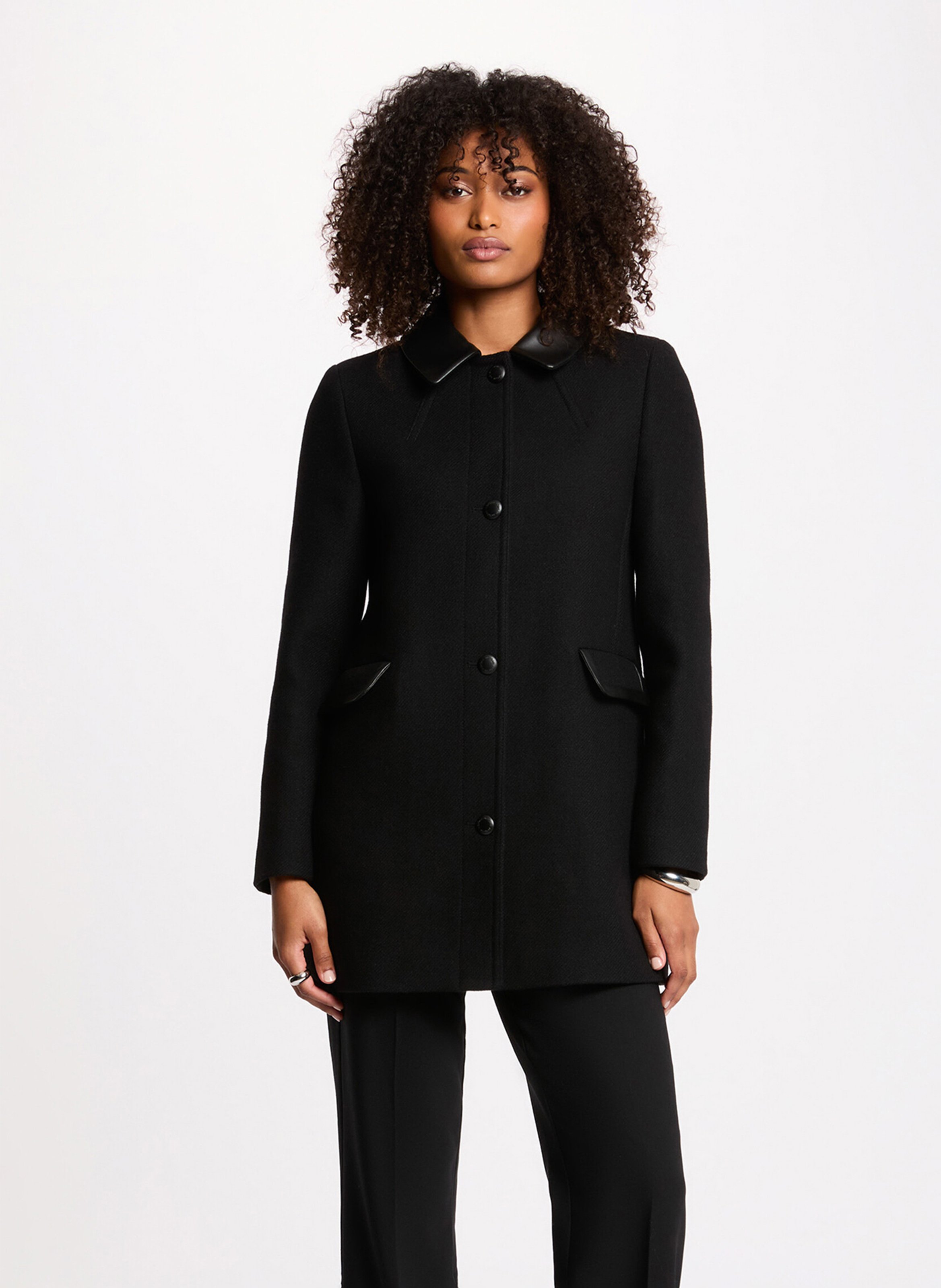 Coat with classic collar MORGAN Black