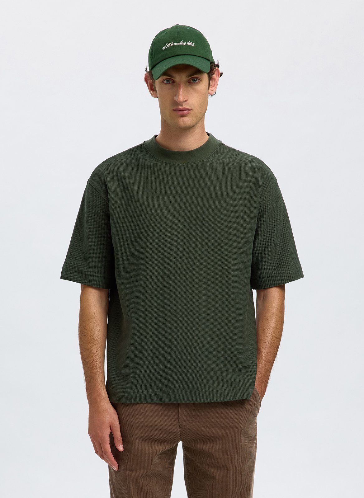 Organic cotton T-shirt SELECTED Green