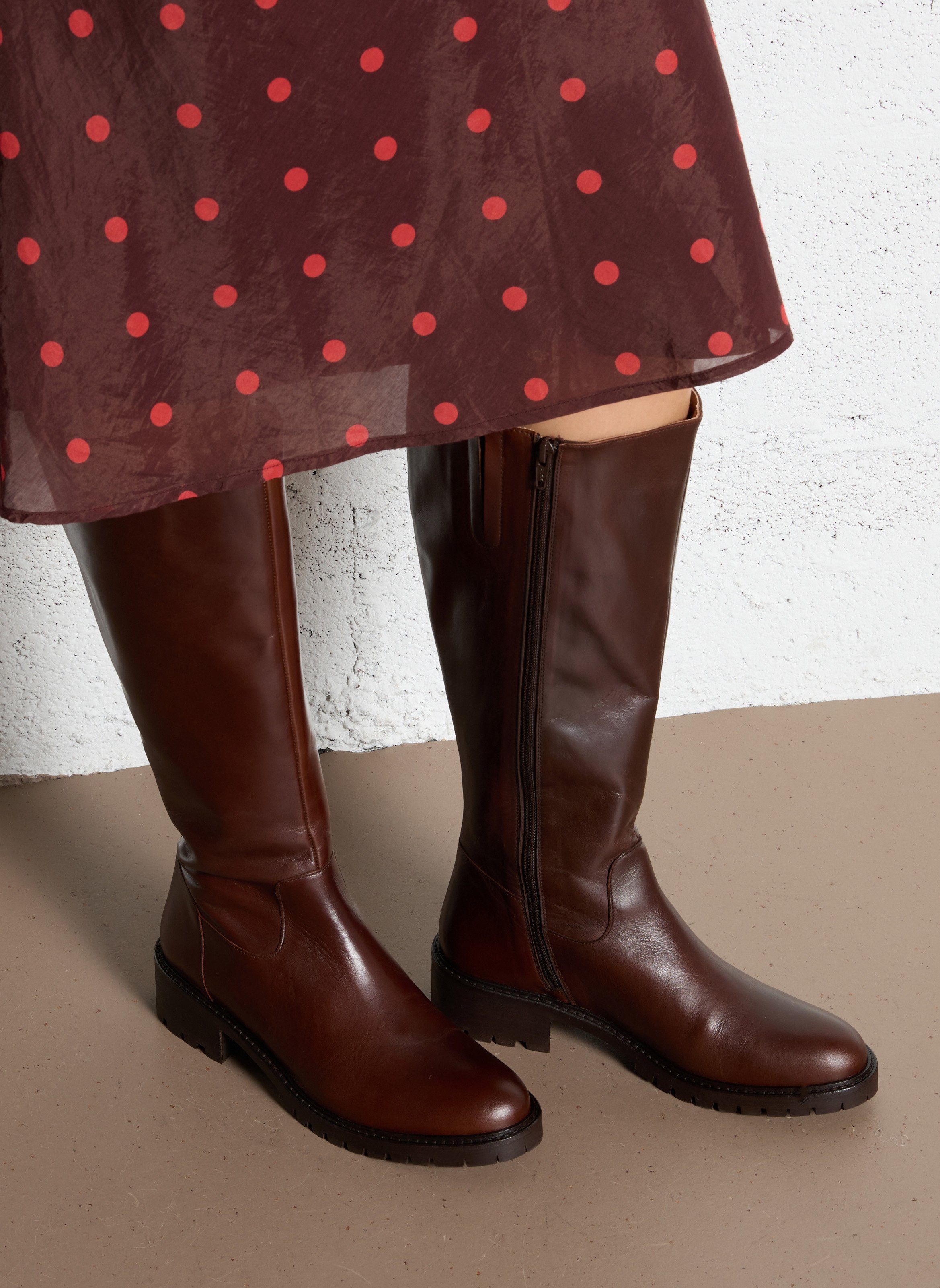 Bottes mollets larges en cuir MELLOW YELLOW Marron