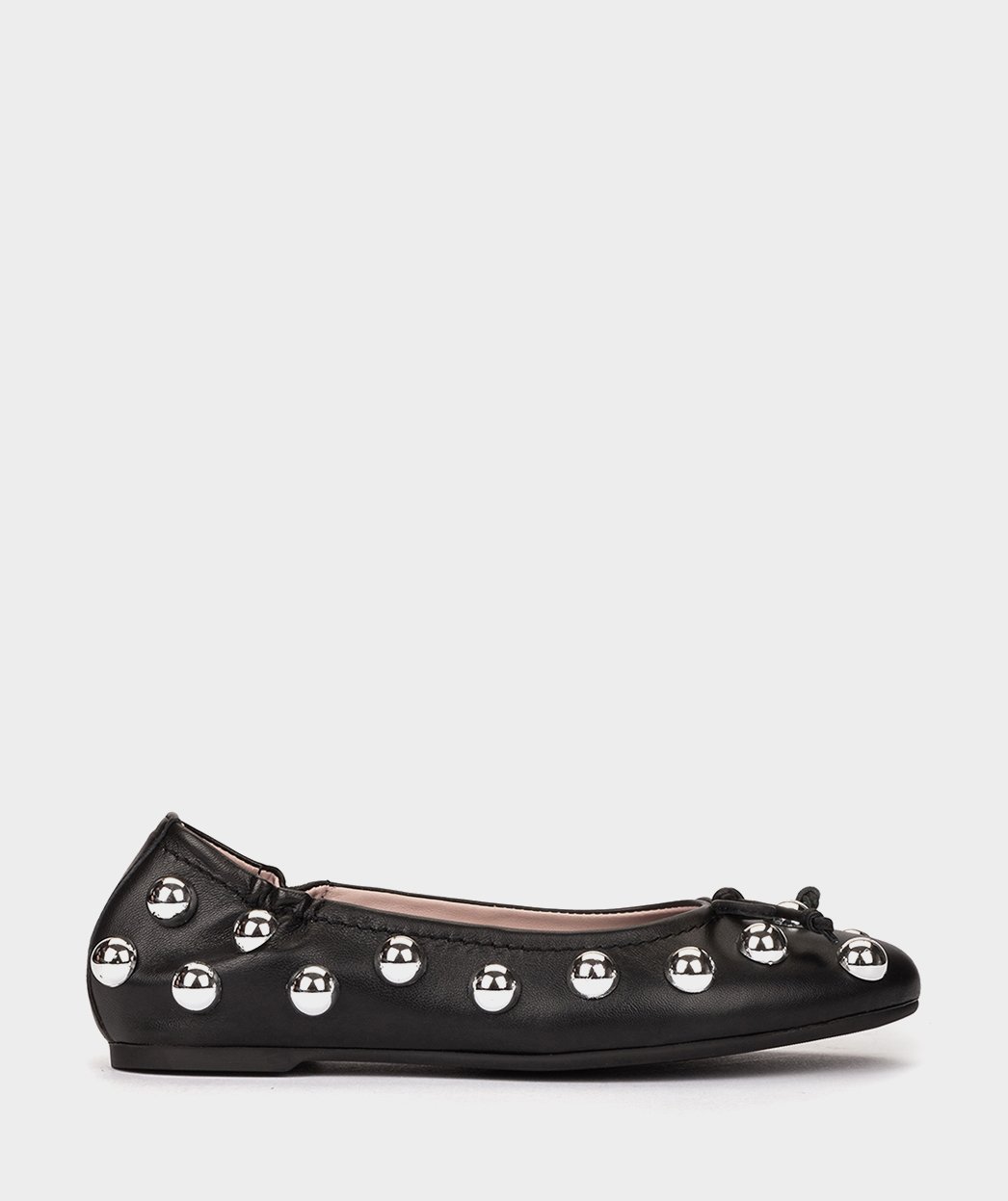 Black leather ballerina flats with metallic details PEDRO MIRALLES Black