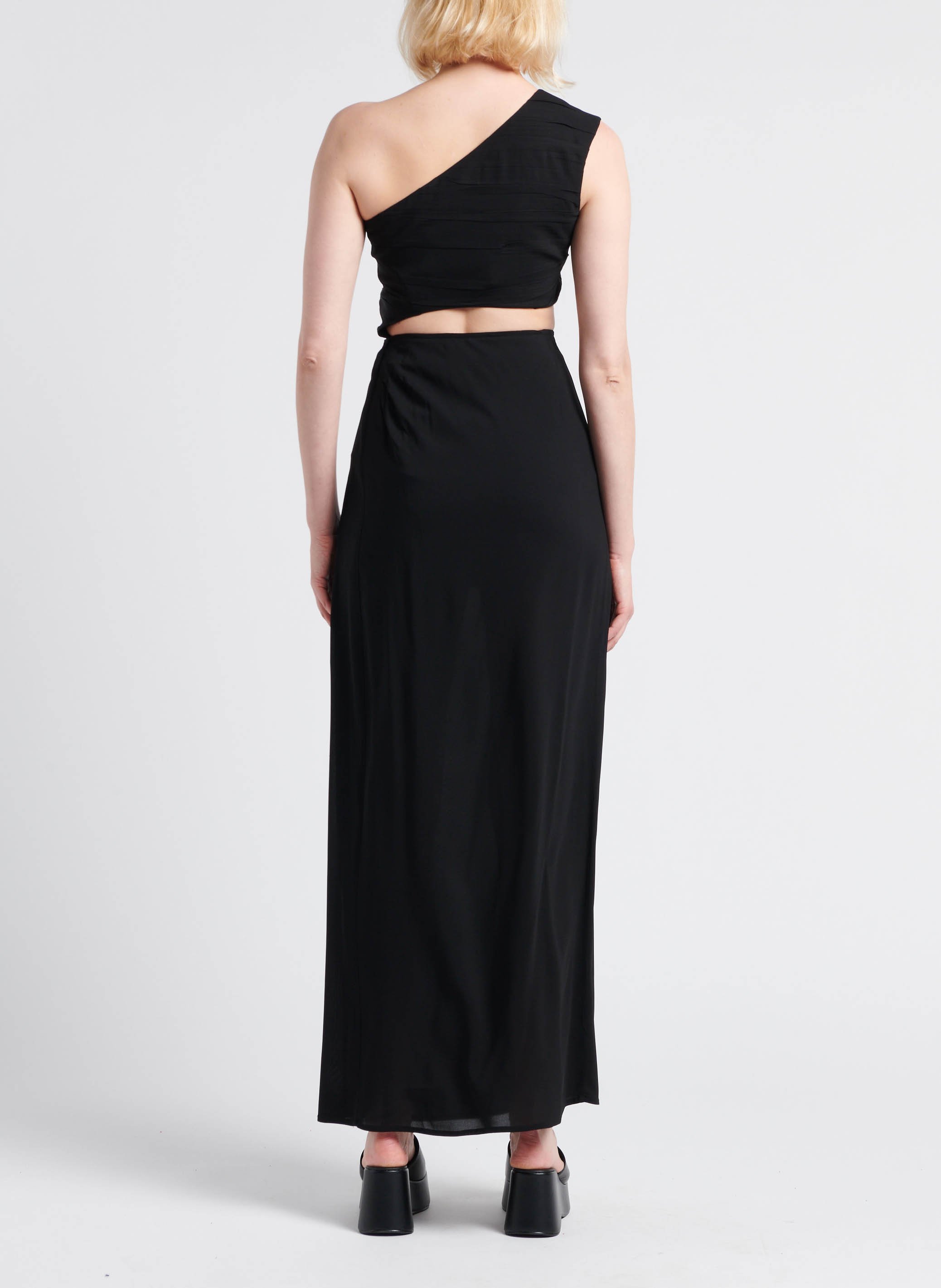 Long dress with asymmetric collar MARGAUX LONNBERG Black