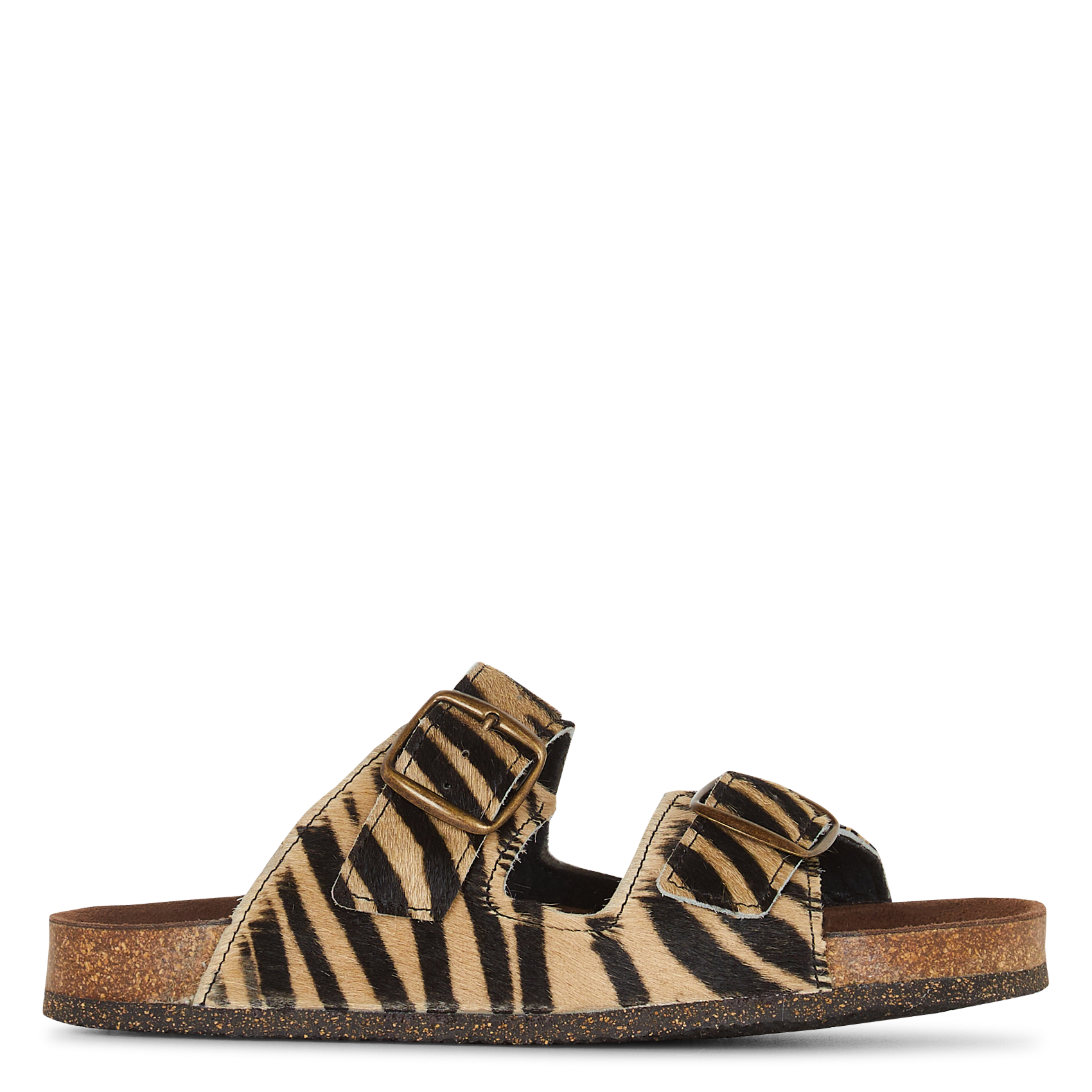 Avarca Berlin - Flache Ledersandalen mit Samt BOSABO Beige