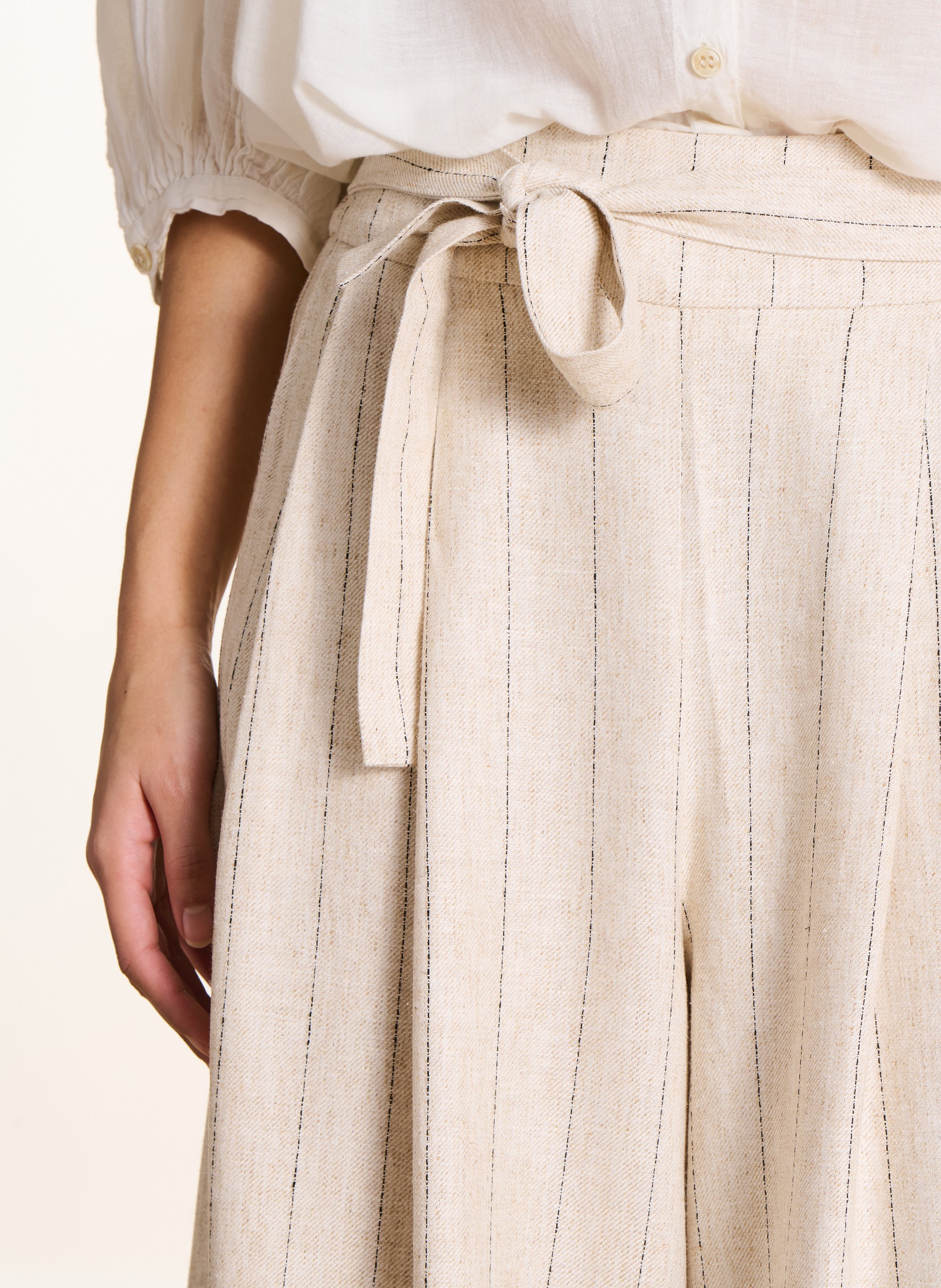 Striped wide-leg pants LA FEE MARABOUTEE Beige