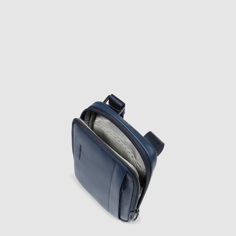 Leather phone crossbody pouch with credit card holder and RFID protection Blue